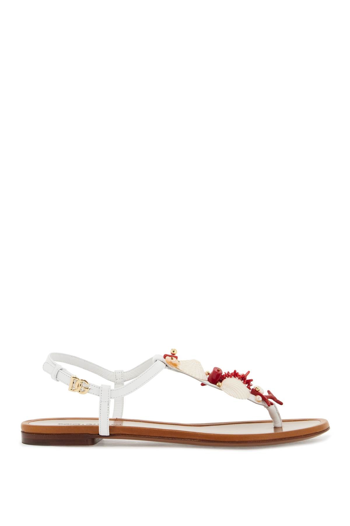 Dolce & Gabbana Nappa Flip-Flops With Coral