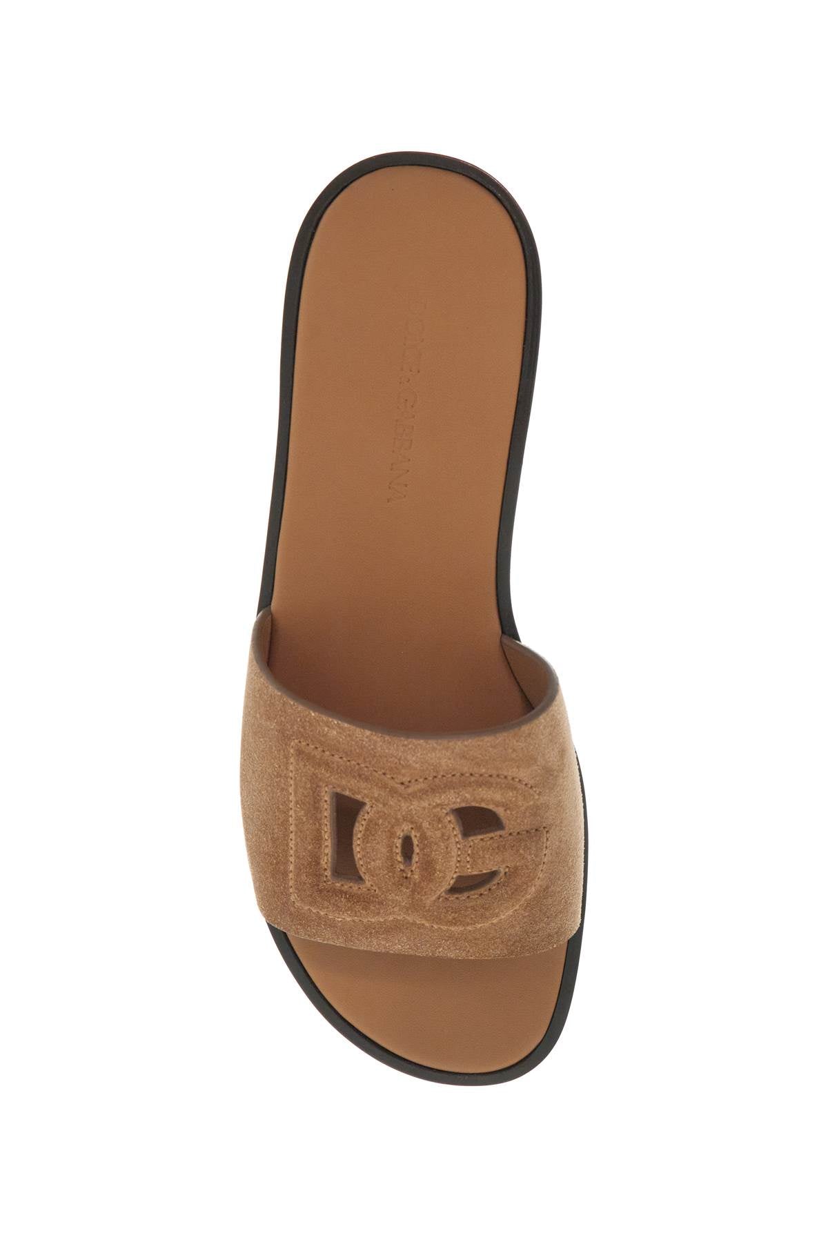 Dolce & Gabbana Dg Logo Suede Slides For Stylish