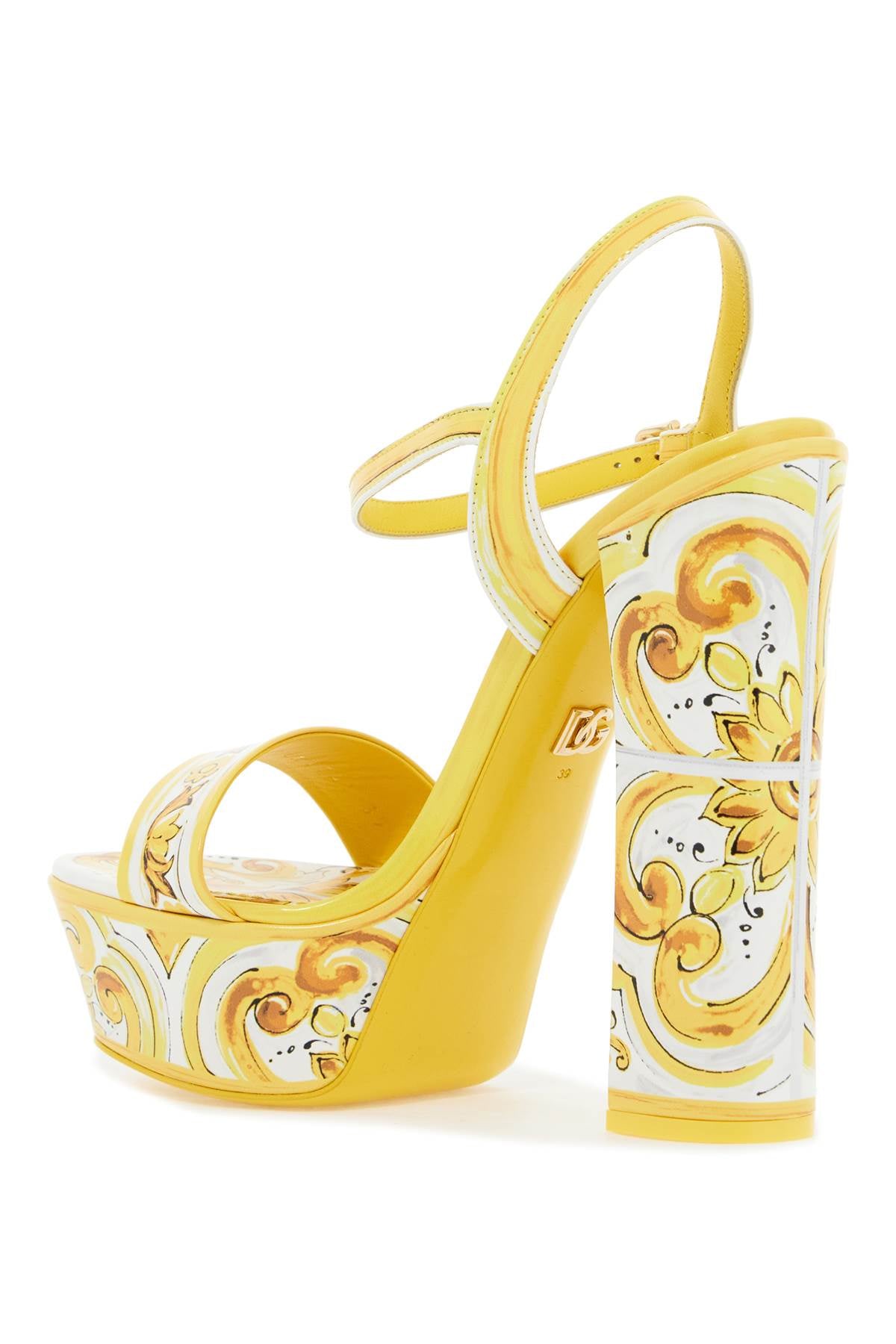 Dolce & Gabbana Shiny Leather Platform Sandals With Mai