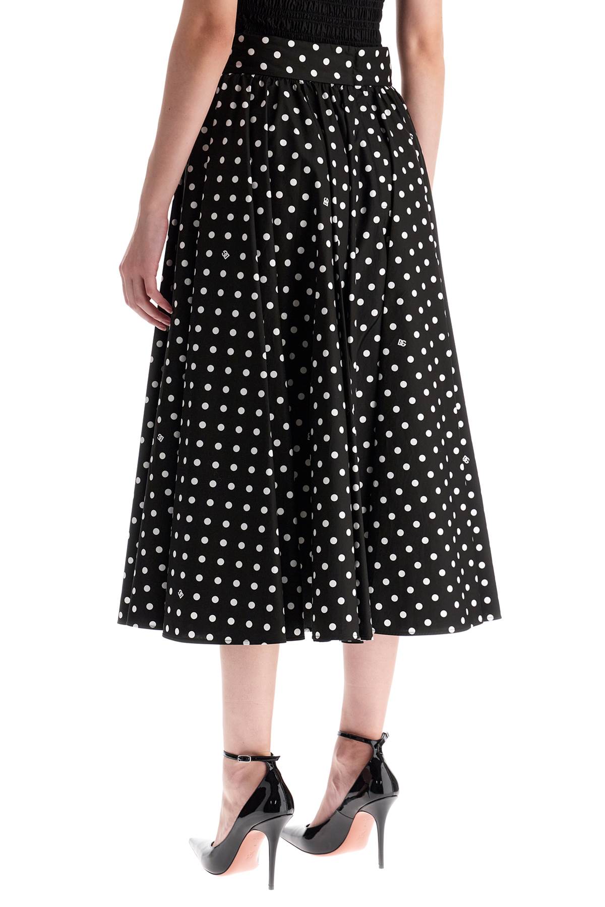 Dolce & Gabbana Polka Dot Printed Midi Skirt With