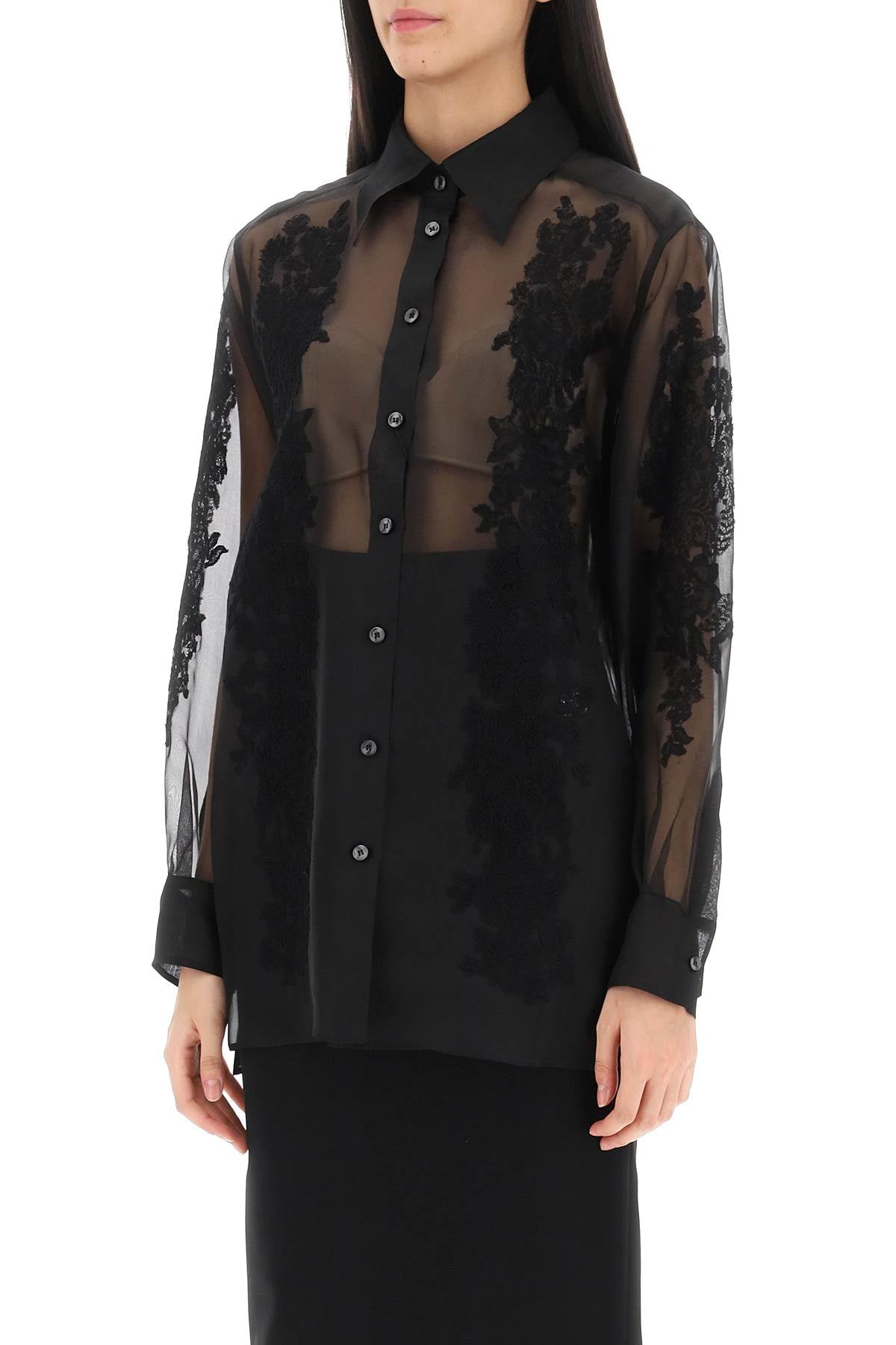 Dolce & Gabbana Organza Shirt With Lace Inserts