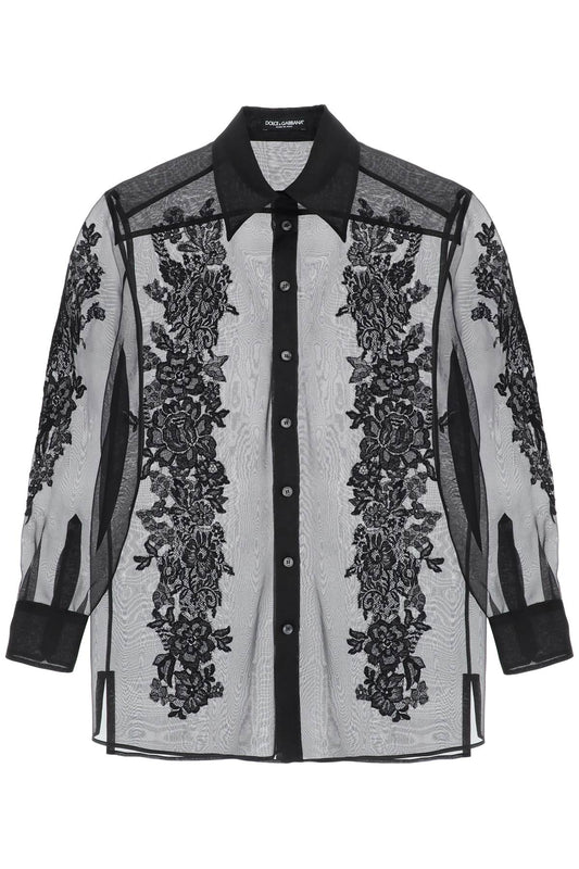 Dolce & Gabbana Organza Shirt With Lace Inserts