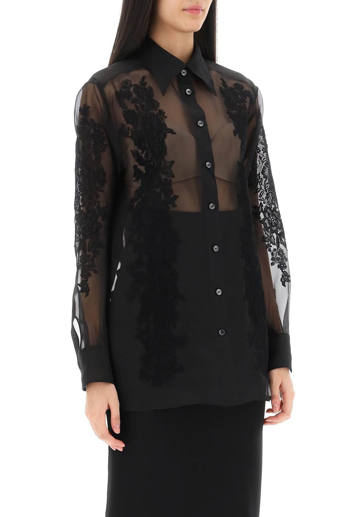 Dolce & Gabbana Organza Shirt With Lace Inserts