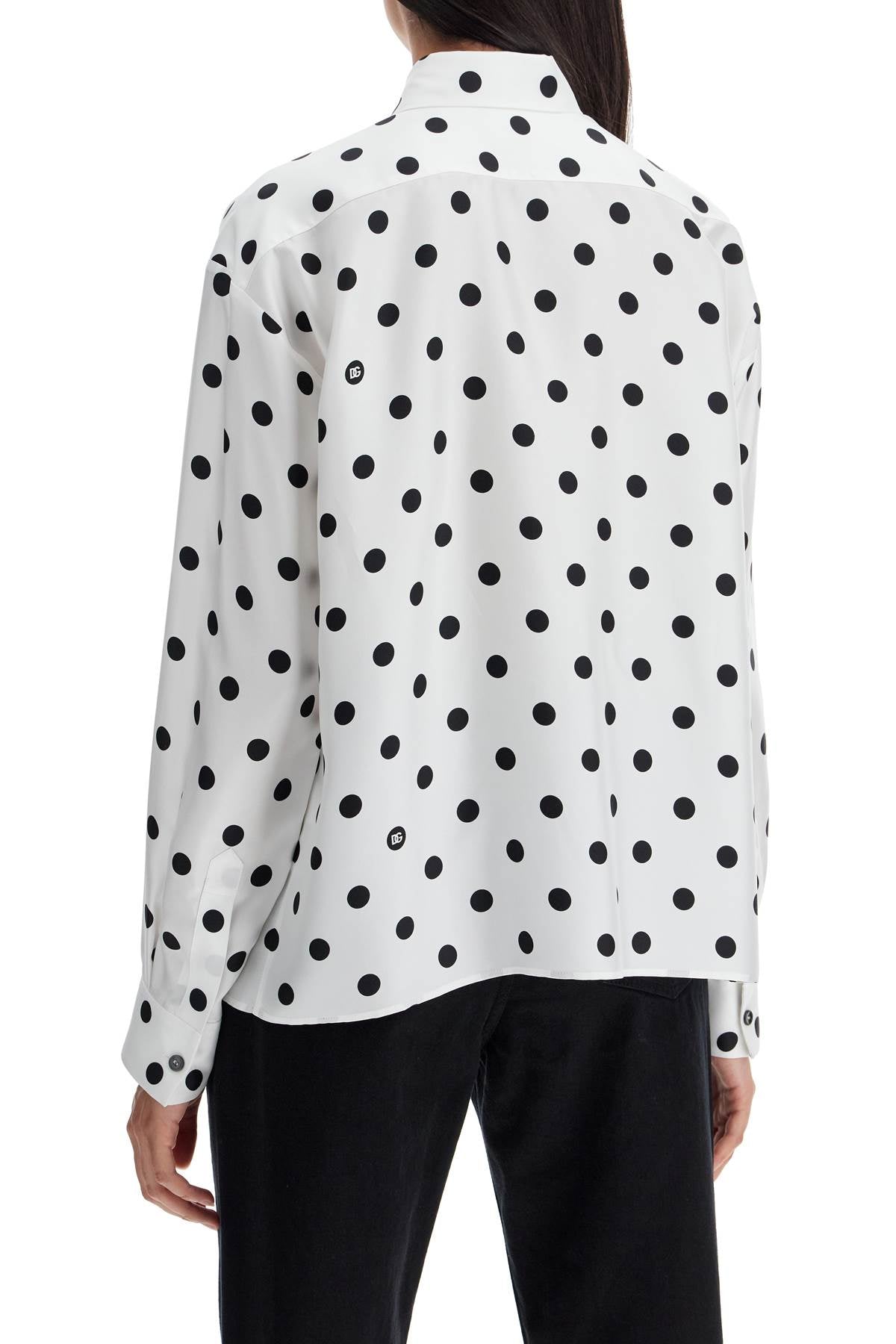 Dolce & Gabbana Silk Polka Dot Print Blouse