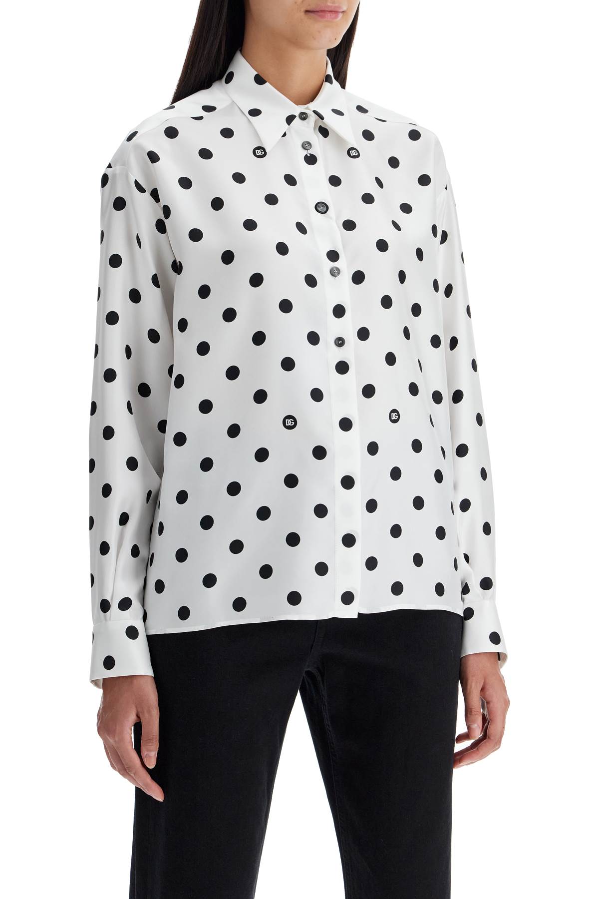 Dolce & Gabbana Silk Polka Dot Print Blouse