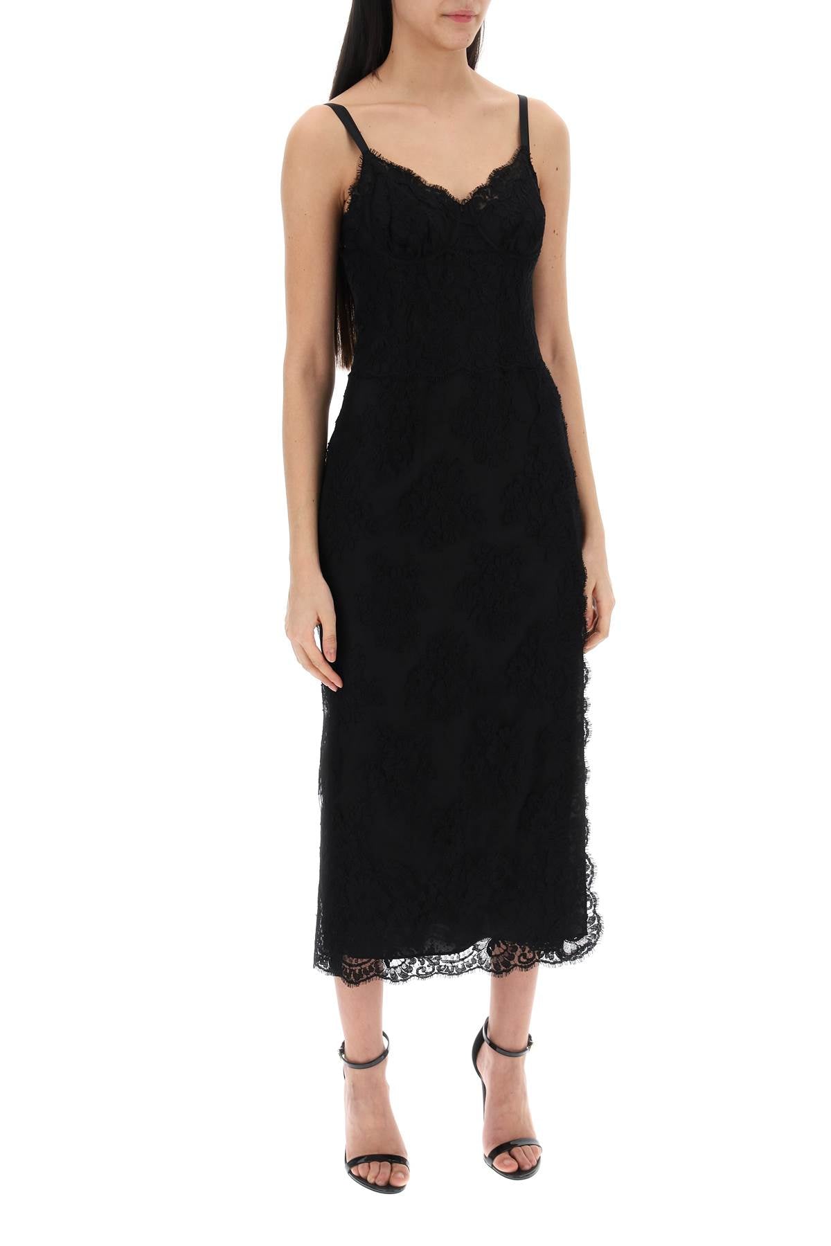 Dolce & Gabbana Midi Lace Dress With Slit