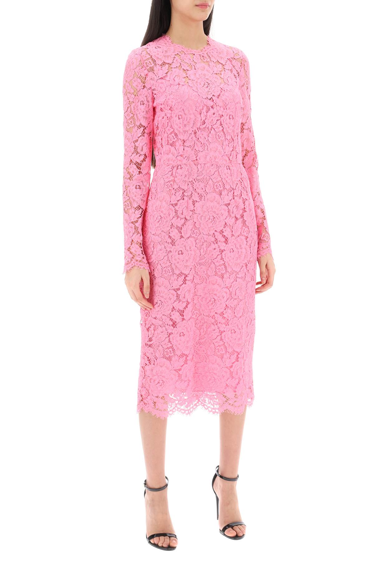 Dolce & Gabbana Midi Dress In Floral Cordonnet Lace