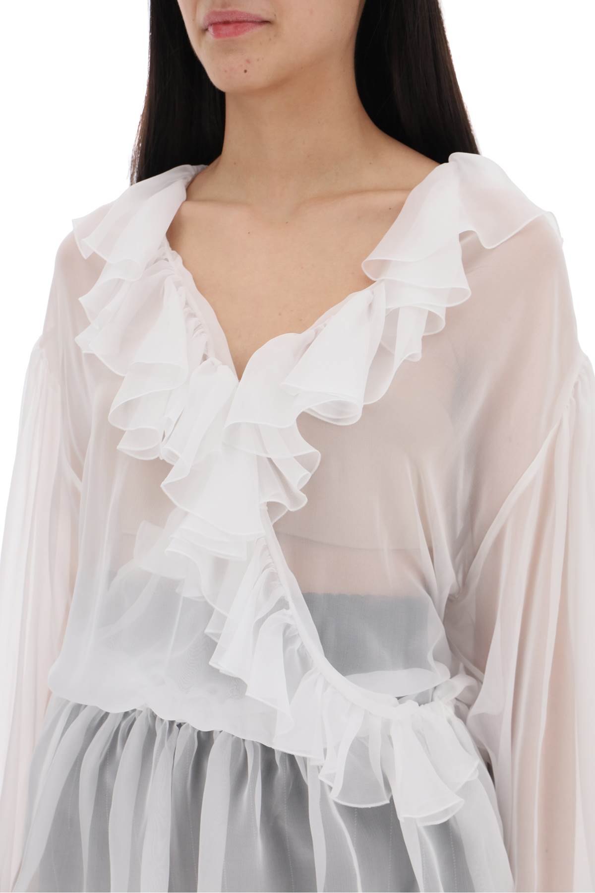 Dolce & Gabbana Silk Chiffon Blouse With Ruffles.