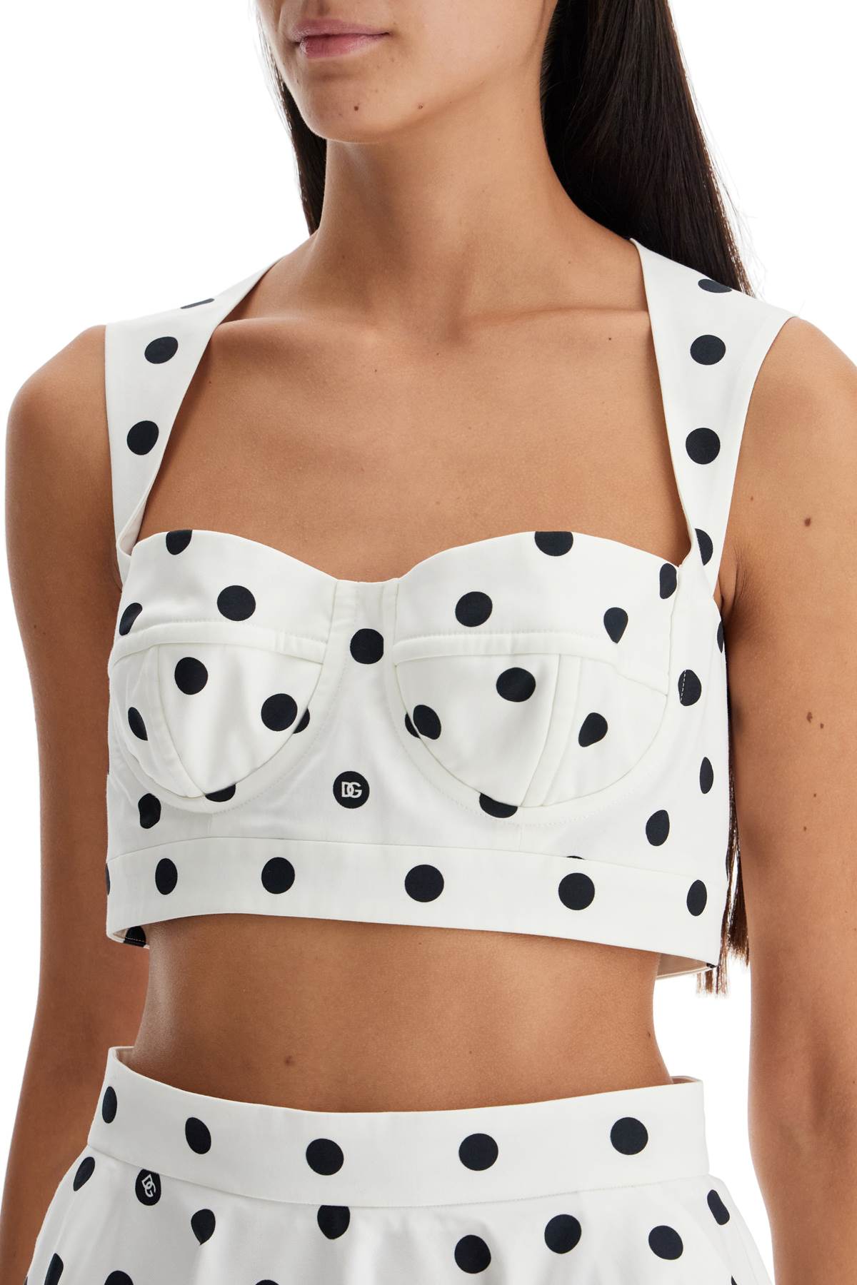 Dolce & Gabbana Polka Dot Cotton Bustier Top With