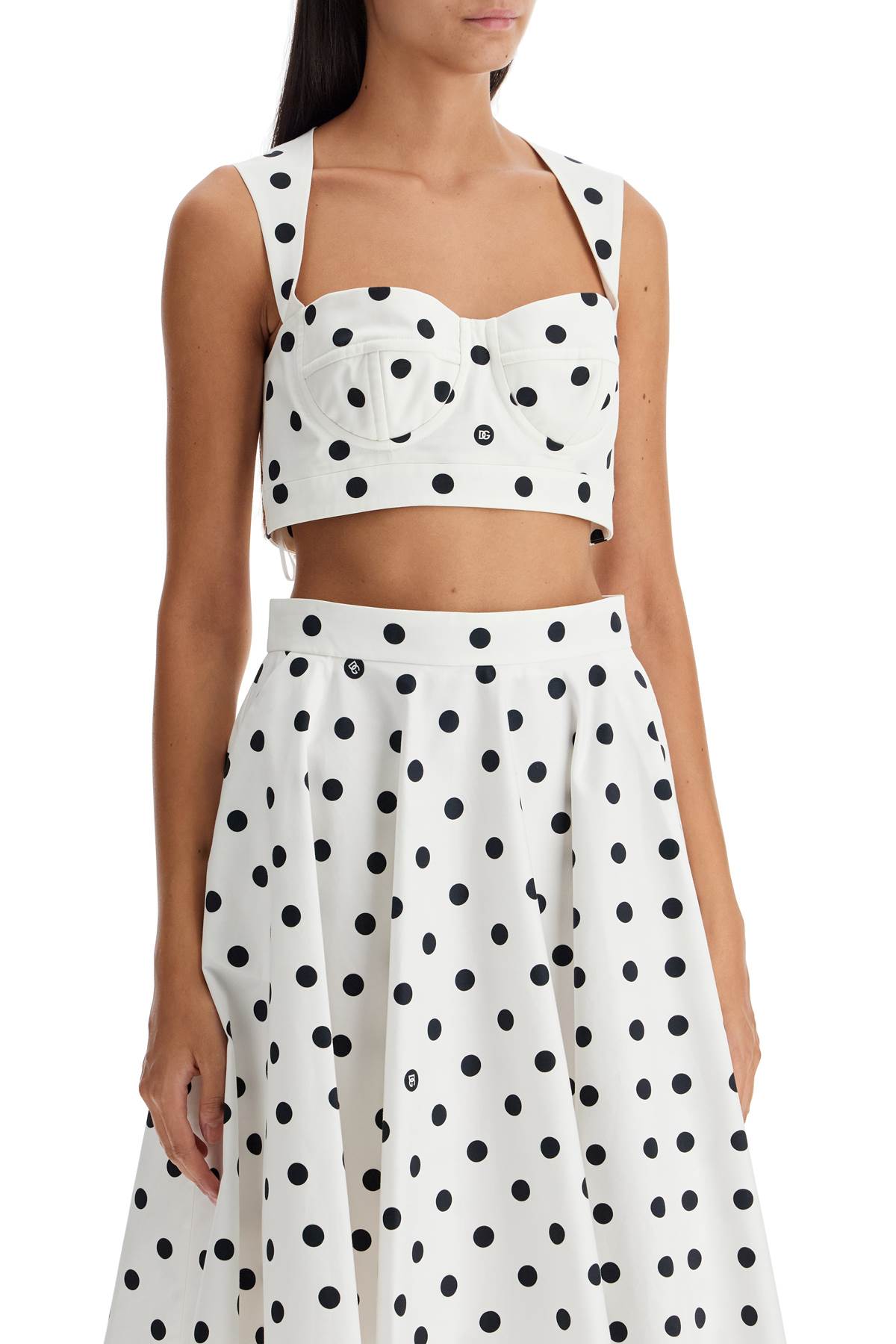 Dolce & Gabbana Polka Dot Cotton Bustier Top With