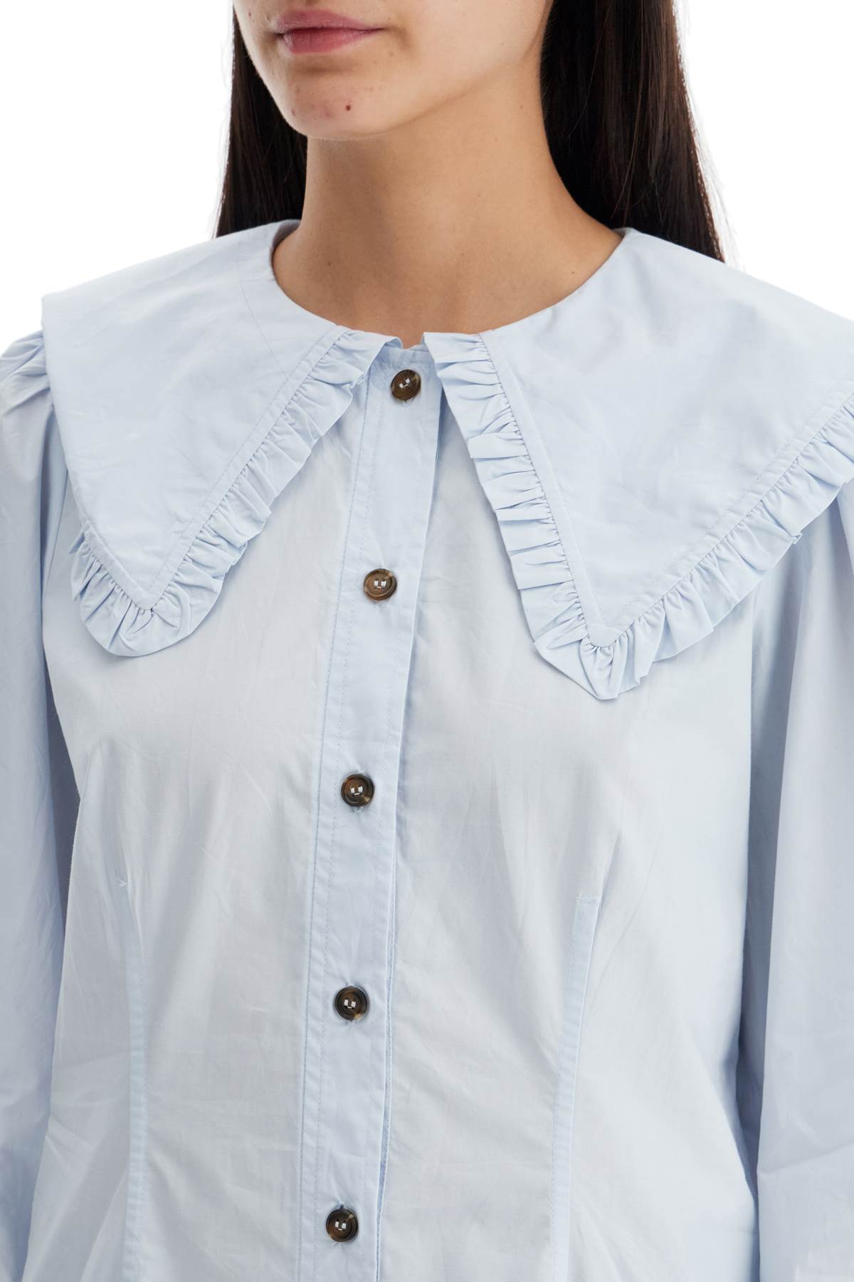 Ganni Poplin Shirt With Oversized Collar