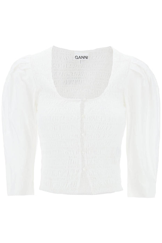 Ganni Poplin Smock Blouse