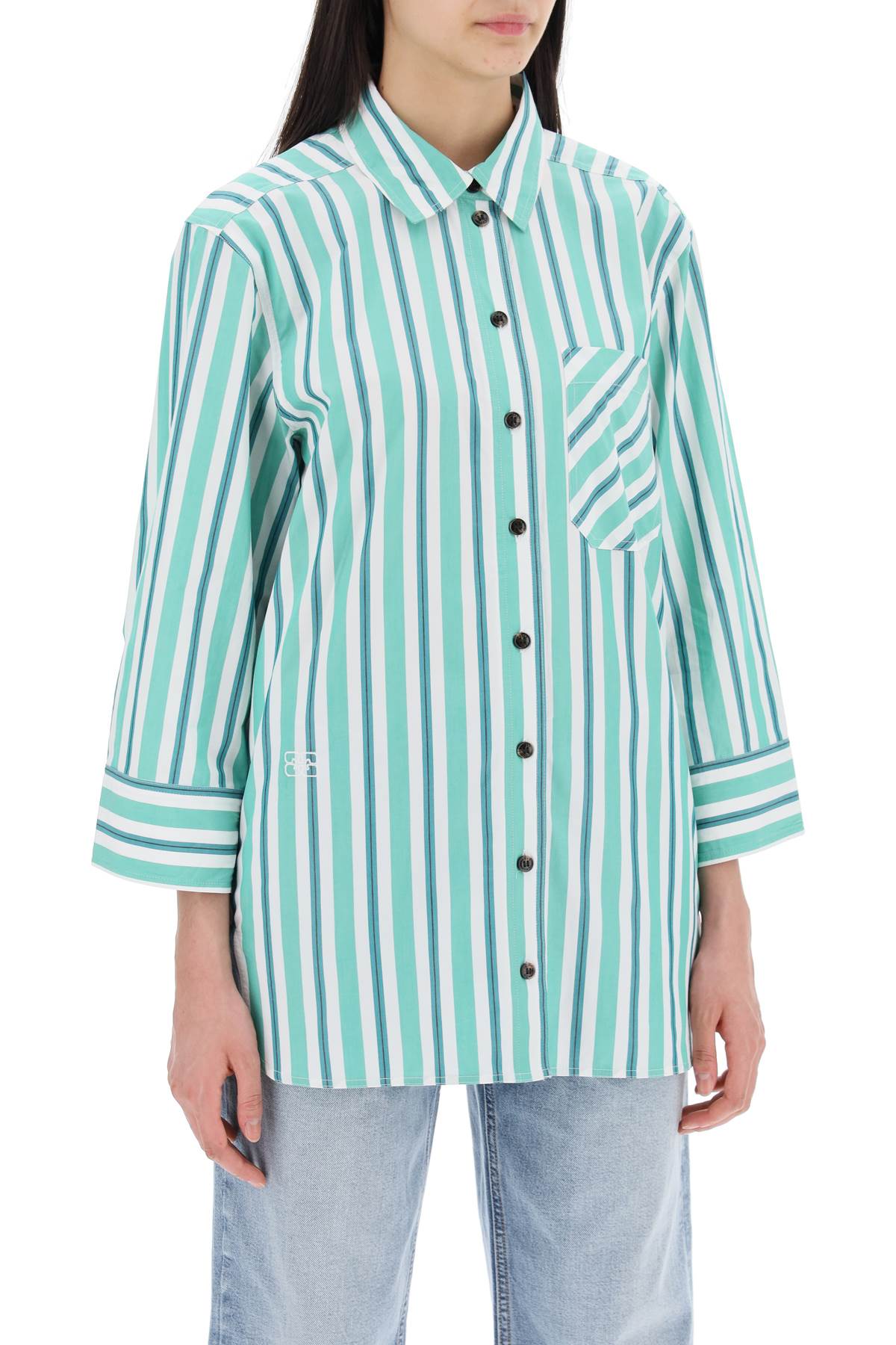 Ganni Oversized Striped Poplin Shirt