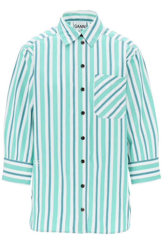 Ganni Oversized Striped Poplin Shirt