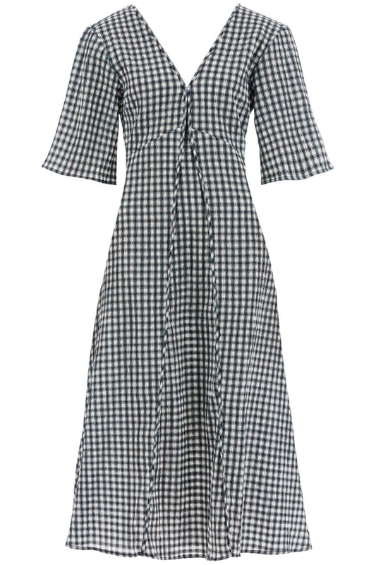 Ganni Midi Seersucker Check Dress