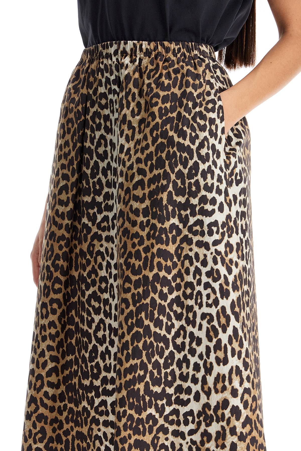 Ganni Long Leopard Print Maxi Skirt