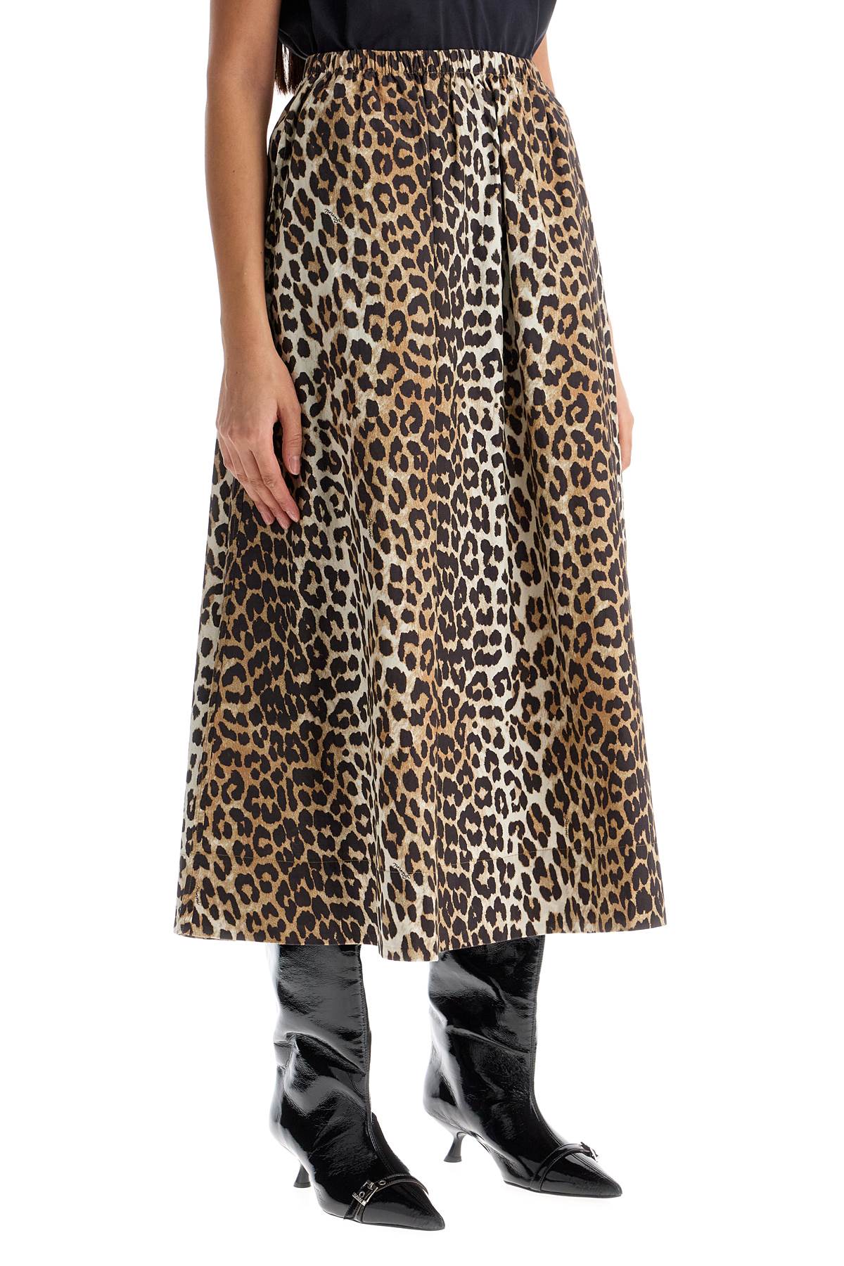 Ganni Long Leopard Print Maxi Skirt