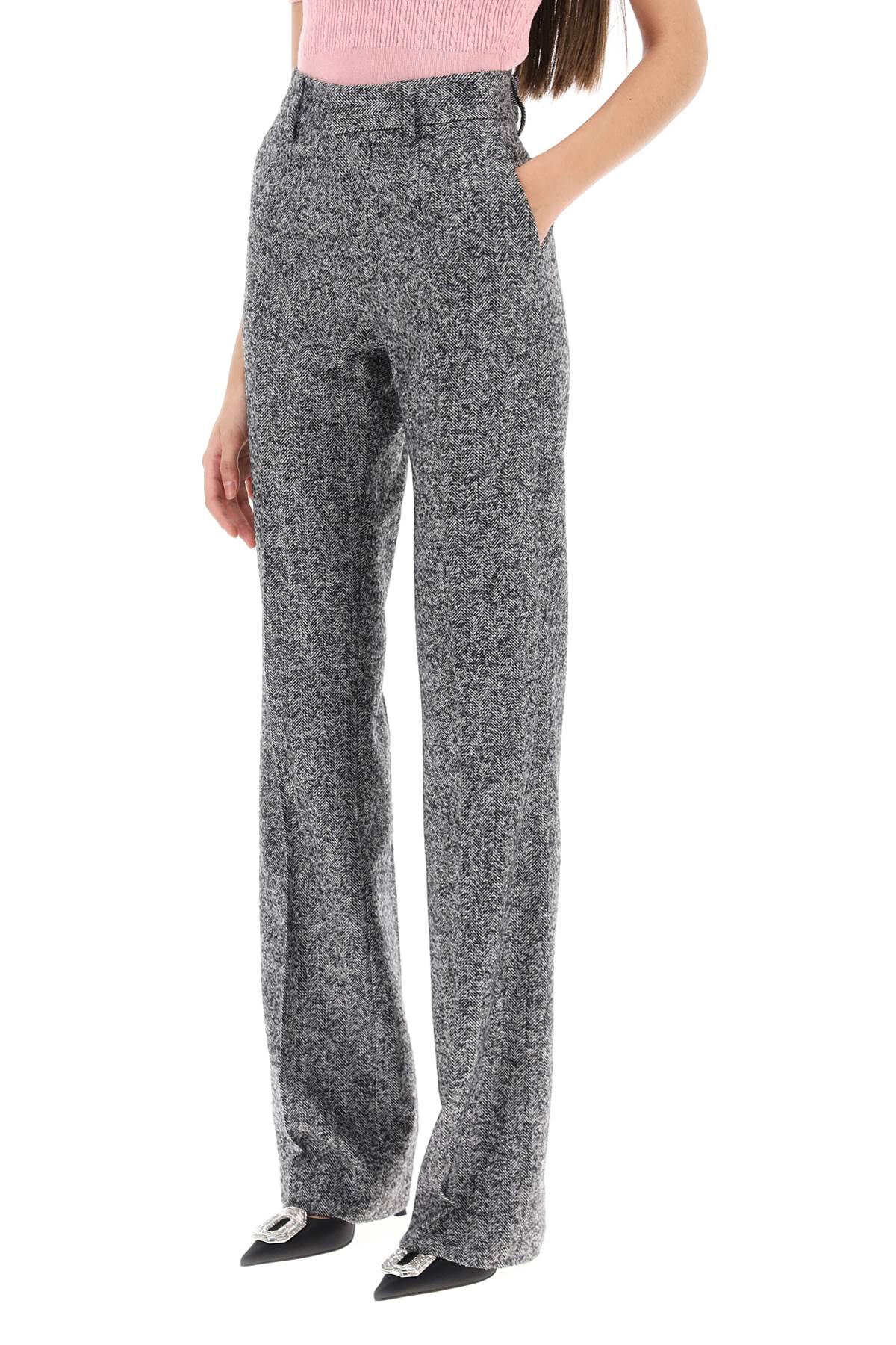 Alessandra Rich Pants With Herringbone Motif