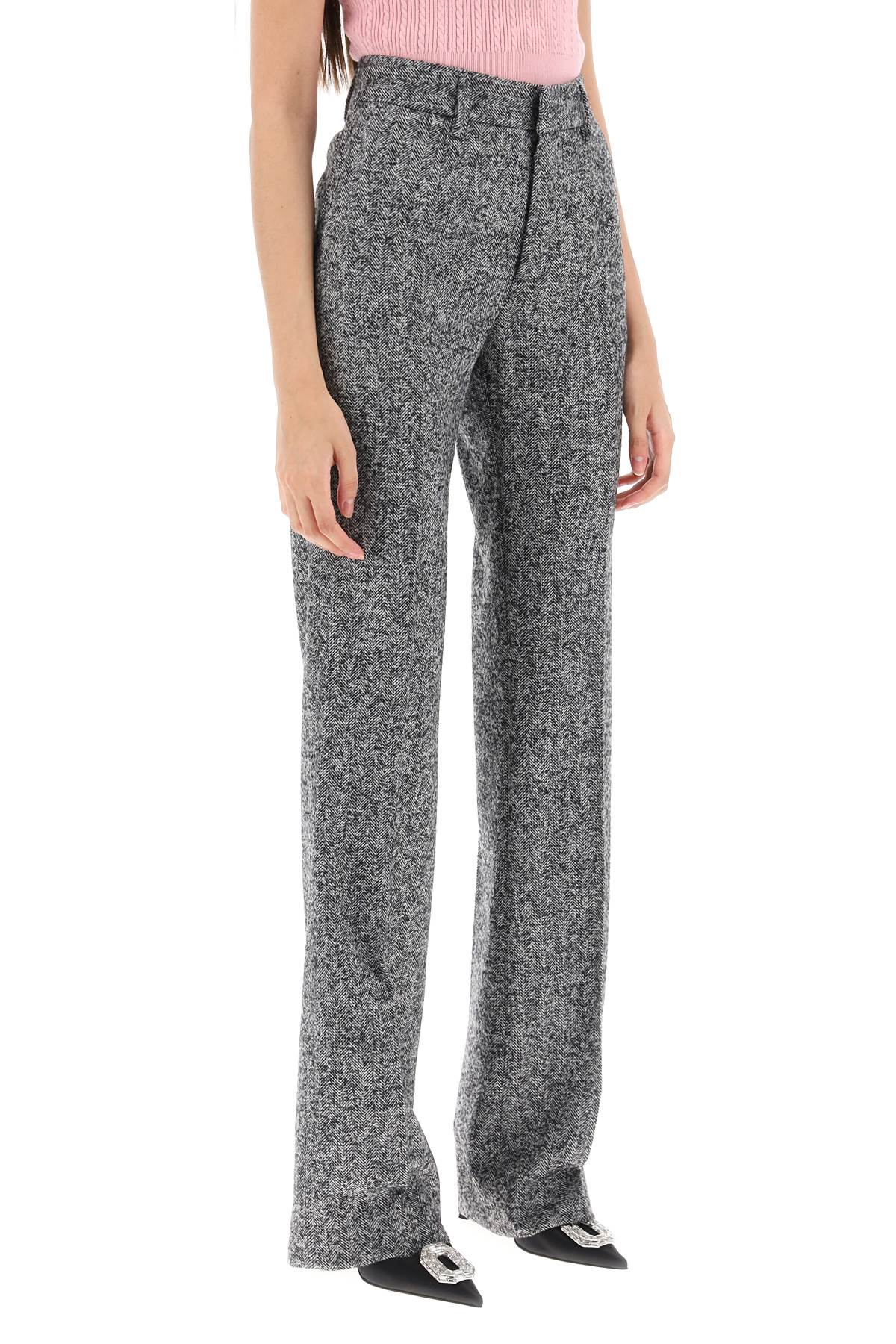 Alessandra Rich Pants With Herringbone Motif