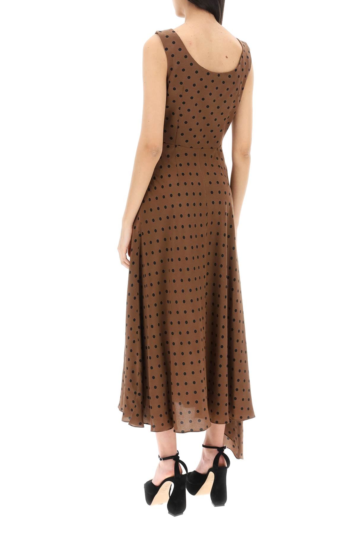 Alessandra Rich Silk Midi Dress With Draped Neckline