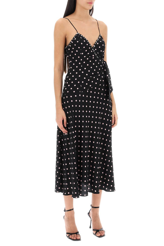 Alessandra Rich Polka Dot Slip Dress With Studs And Rhinestones