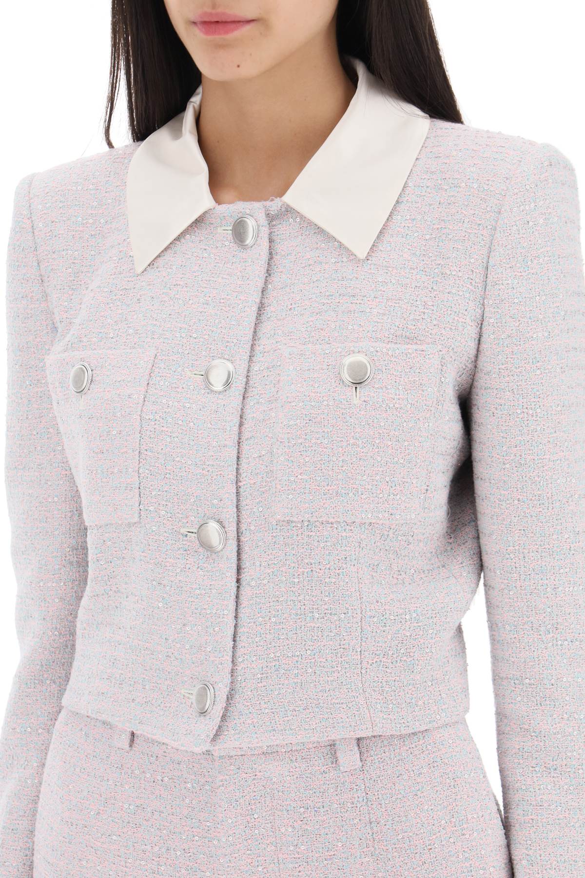 Alessandra Rich Cropped Jacket In Tweed Boucle