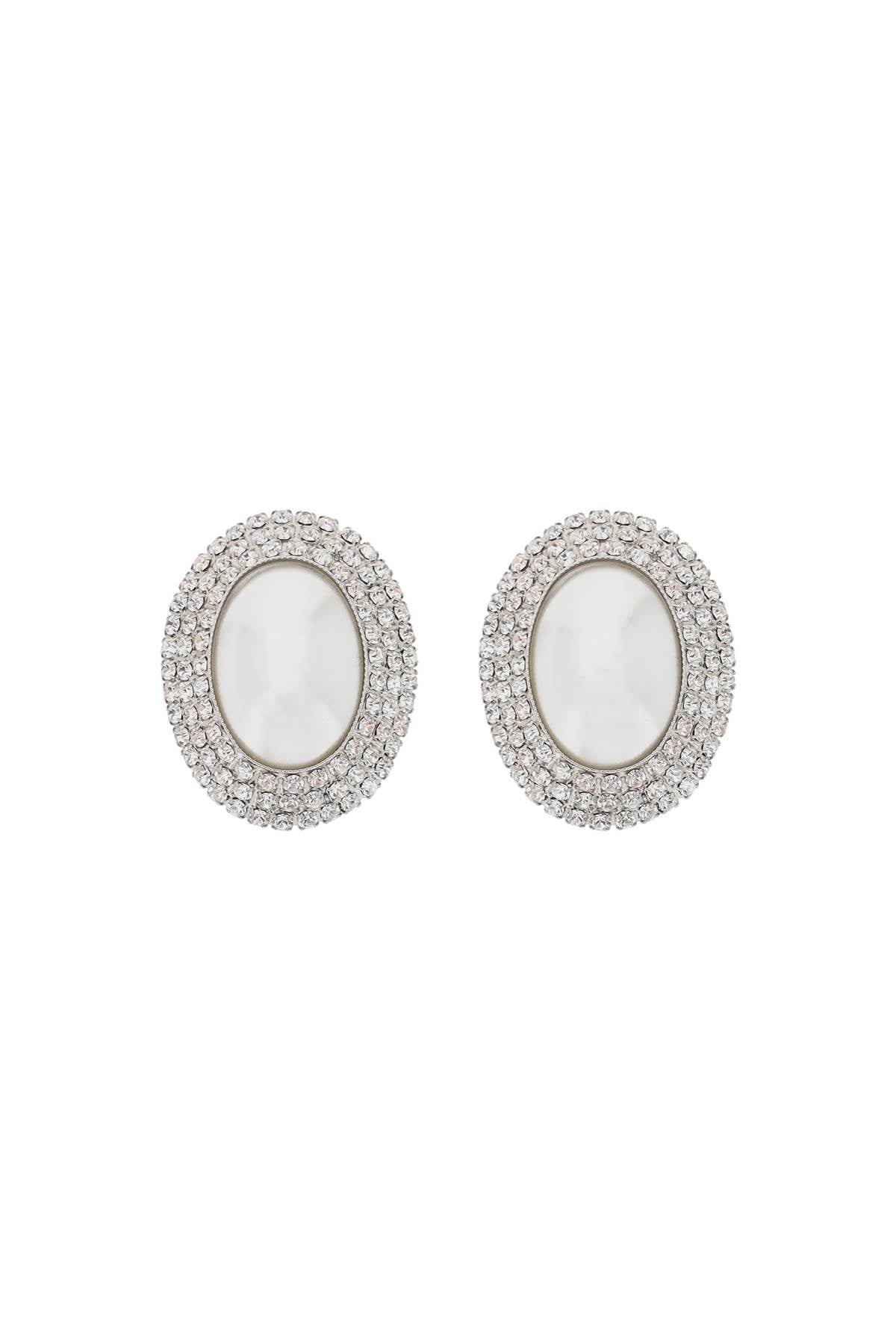 Alessandra Rich Oval Earrings With Pearl And Crystals