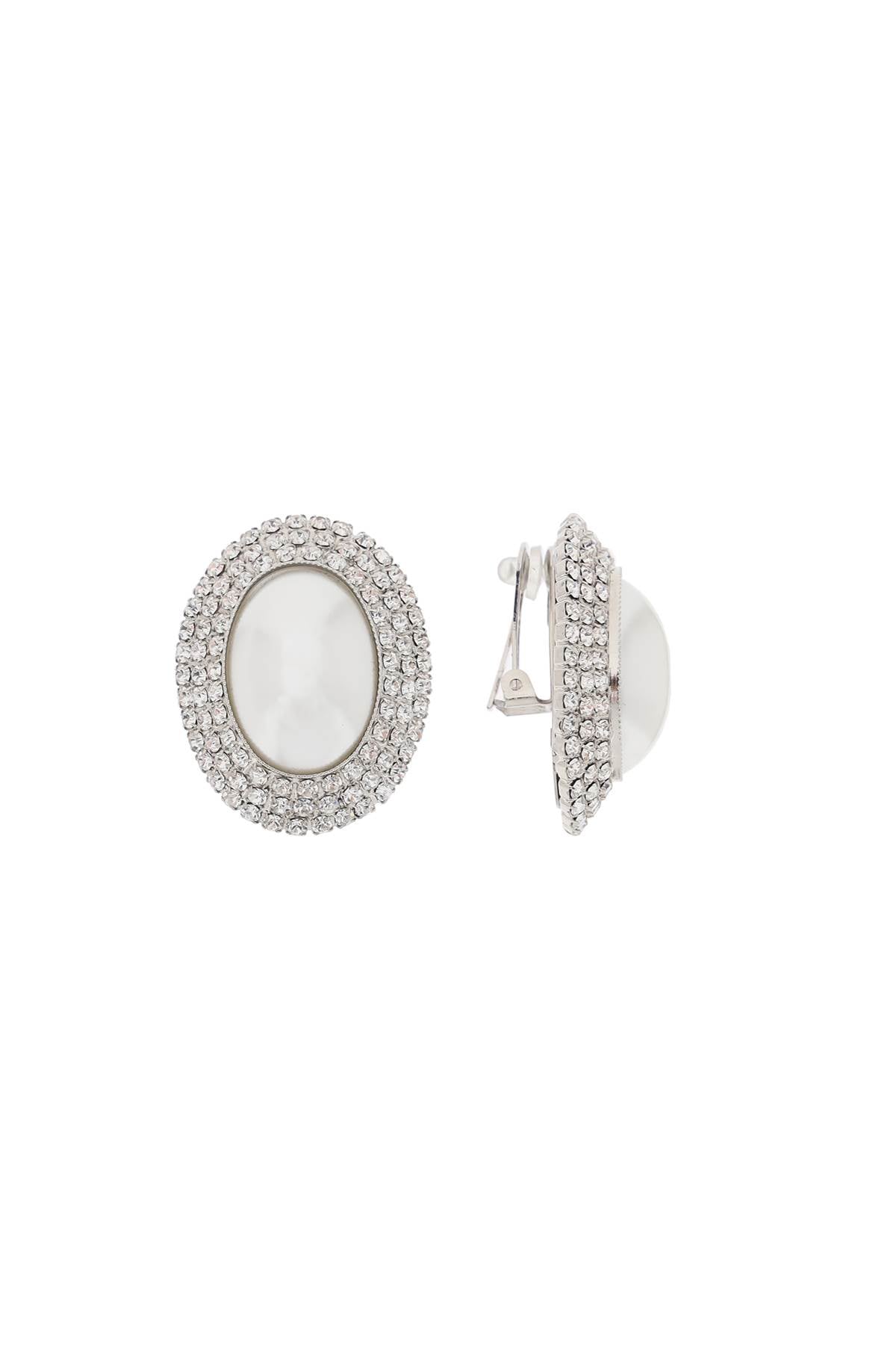 Alessandra Rich Oval Earrings With Pearl And Crystals