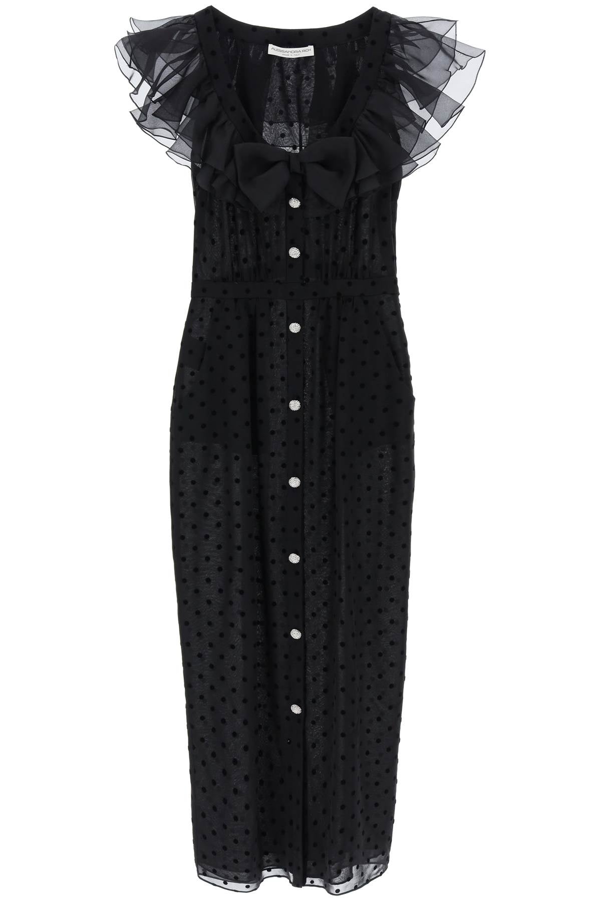 Alessandra Rich Polka Dot Midi Dress In Ge