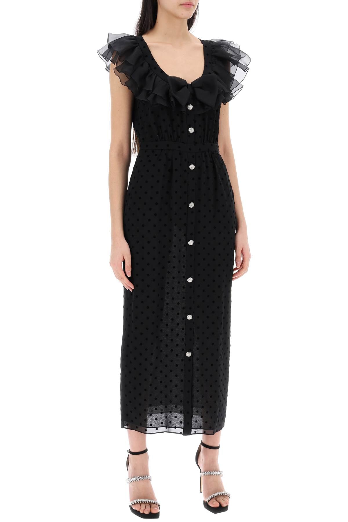 Alessandra Rich Polka Dot Midi Dress In Ge