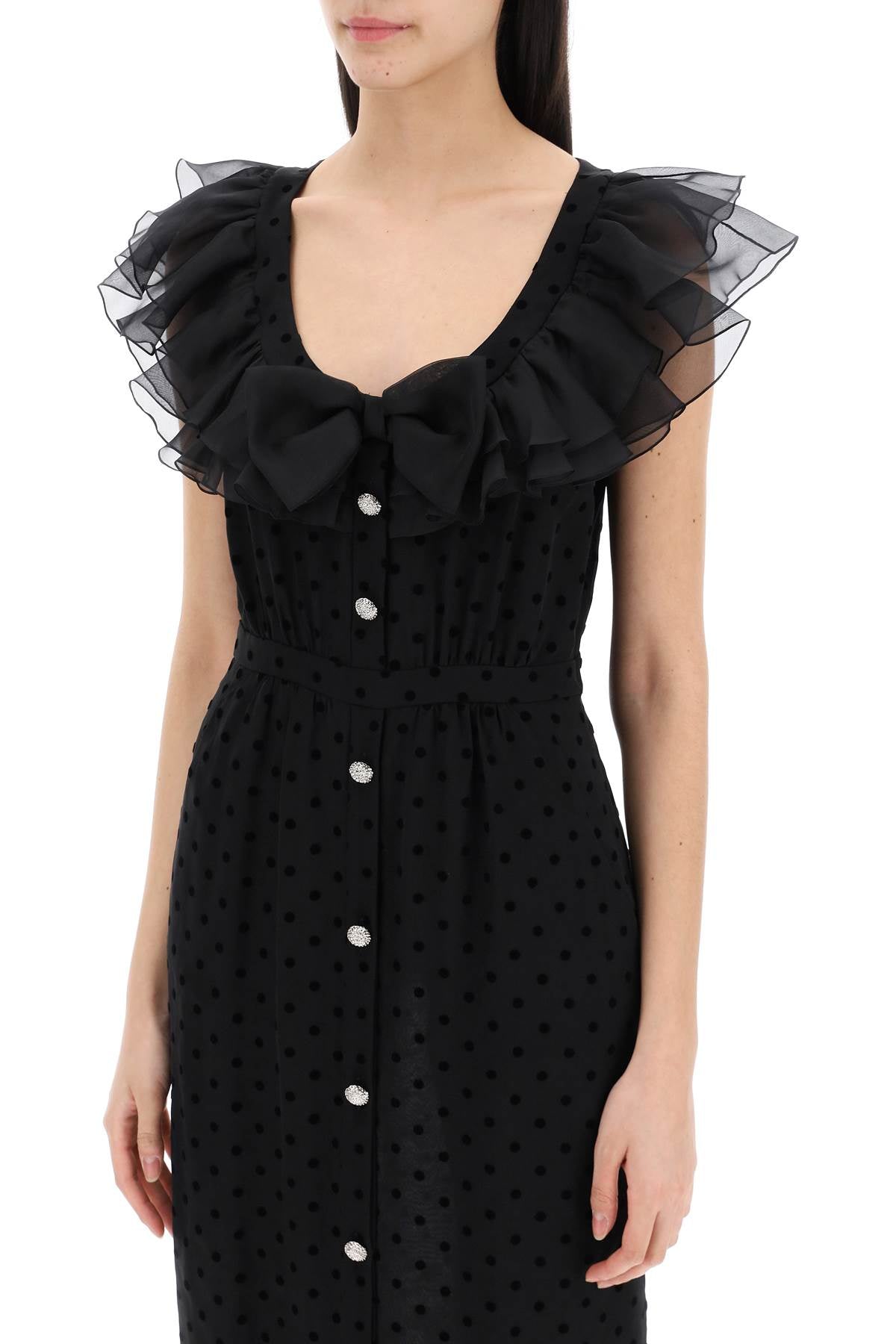 Alessandra Rich Polka Dot Midi Dress In Ge