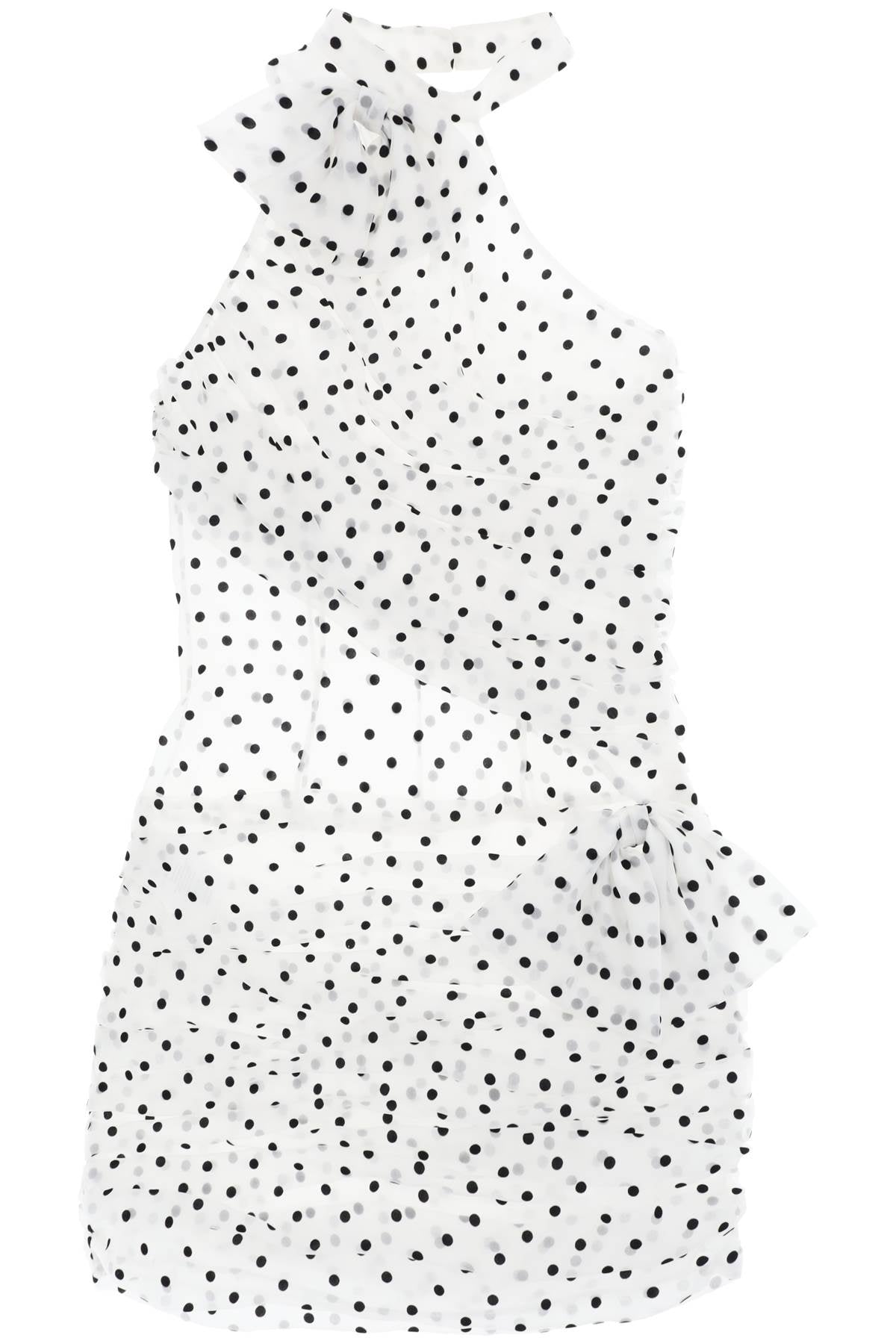 ALESSANDRA RICH Mini Abito Monospalla In Organza A Pois