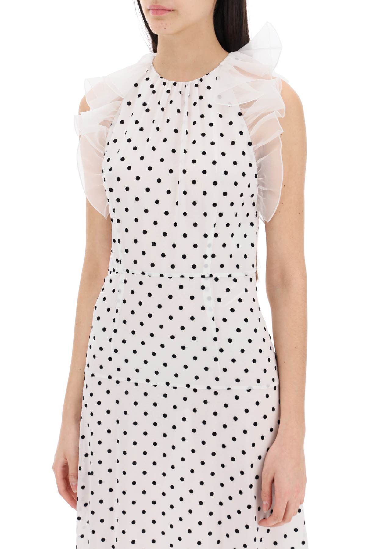 Alessandra Rich Sleeveless Maxi Dress In Polka