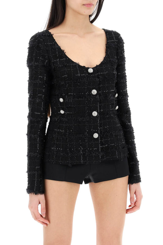 Alessandra Rich Tweed Jacket With Sequins Embell