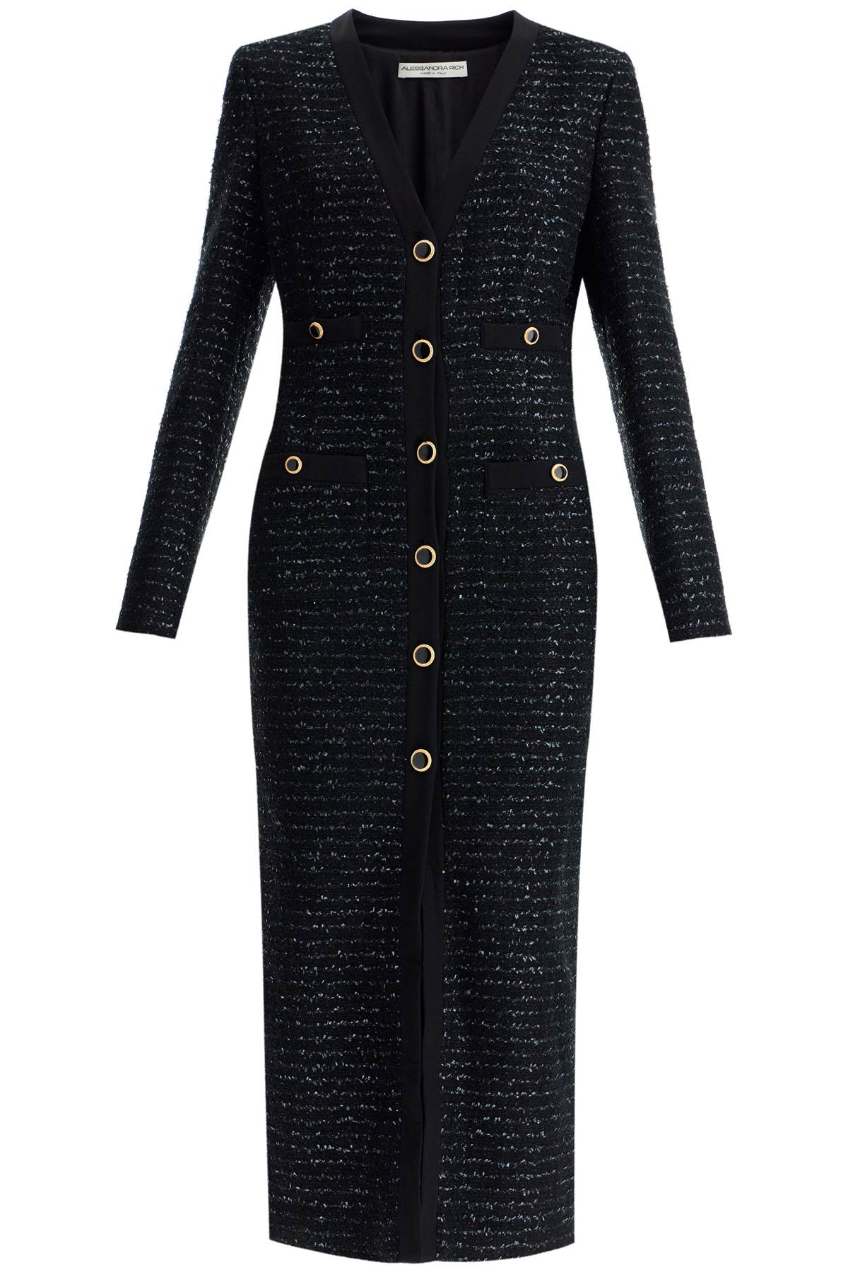 Alessandra Rich Midi Tweed Dress With Sequins