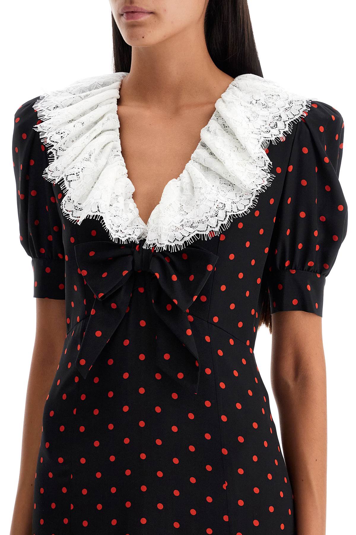 Alessandra Rich Polka Dot Silk Midi Dress