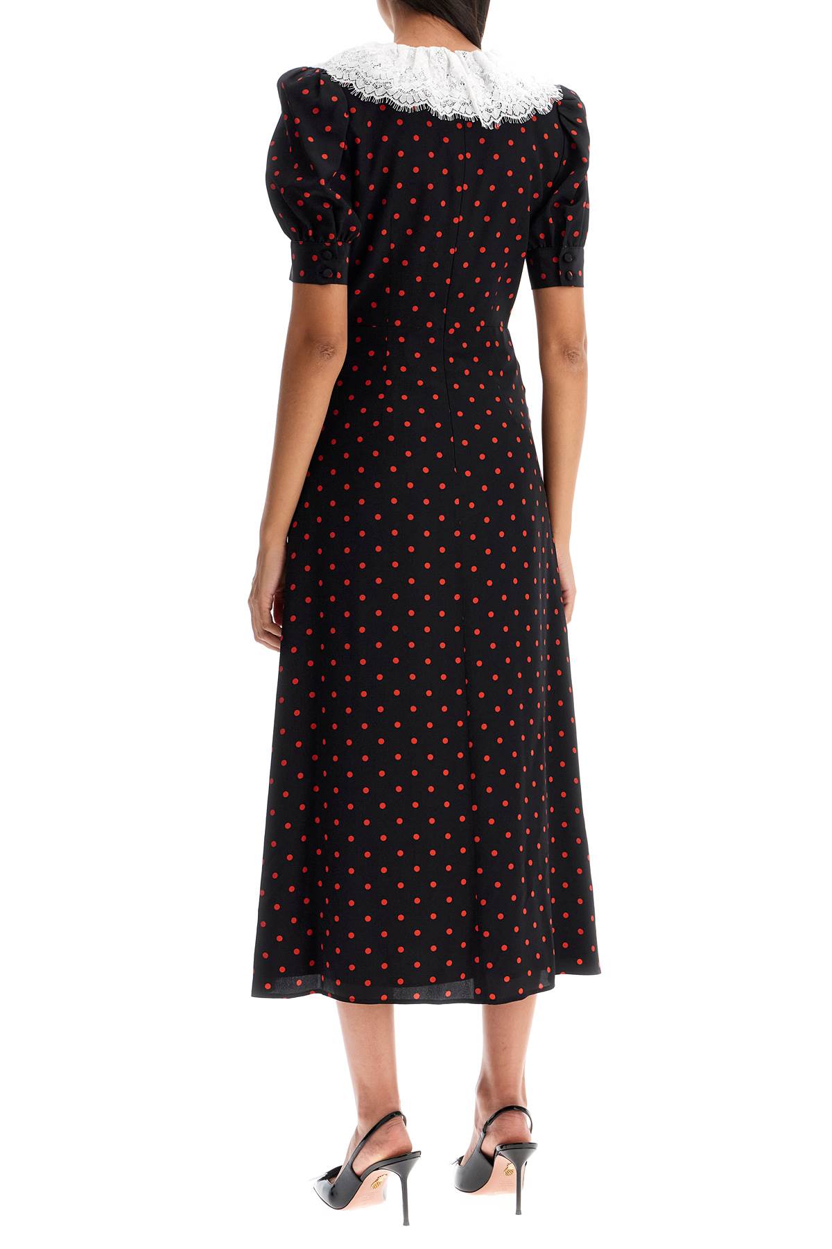 Alessandra Rich Polka Dot Silk Midi Dress