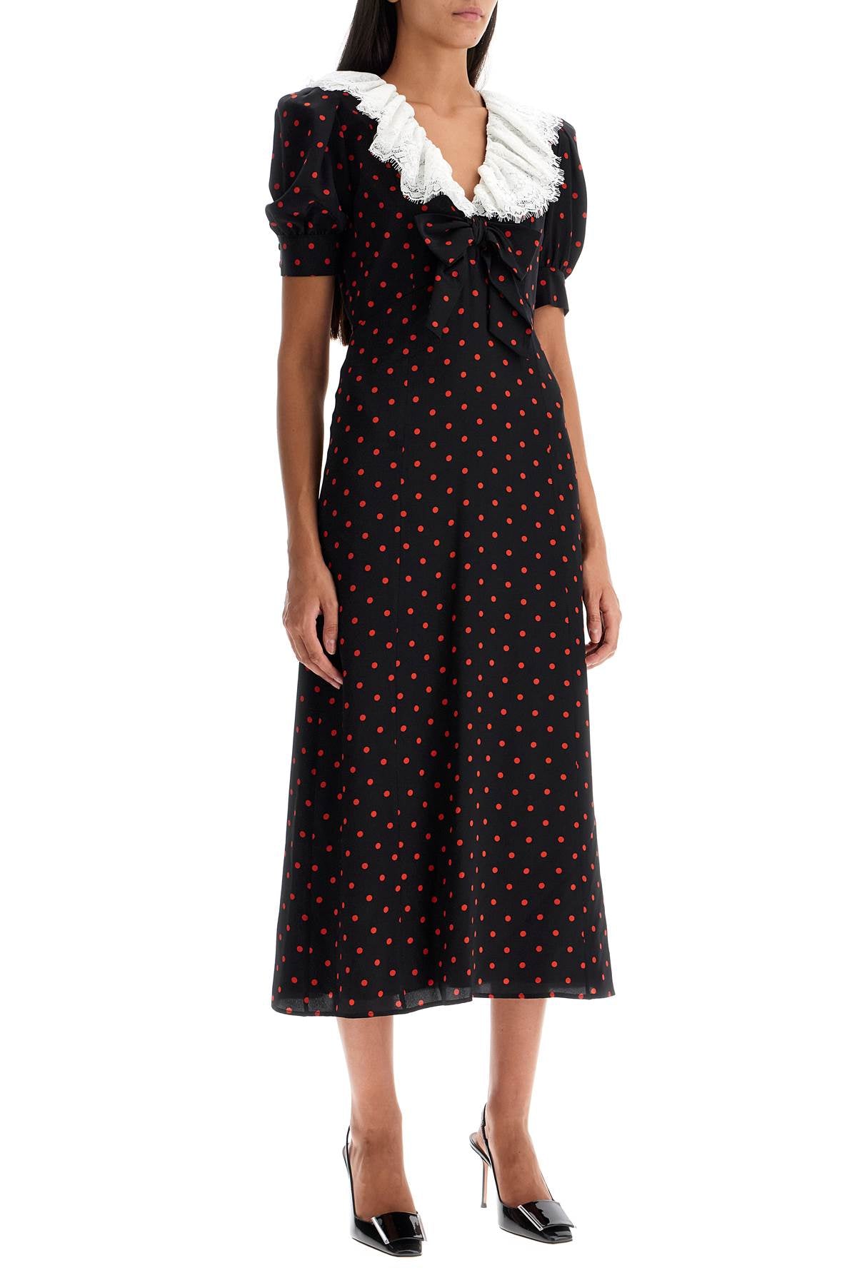 Alessandra Rich Polka Dot Silk Midi Dress