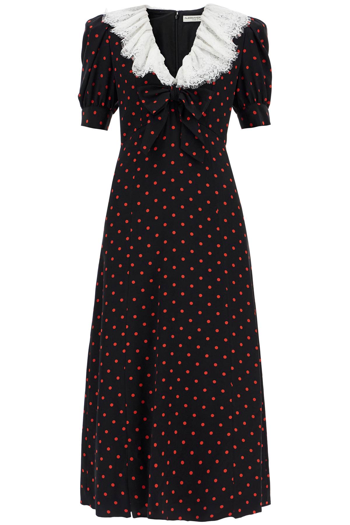 Alessandra Rich Polka Dot Silk Midi Dress