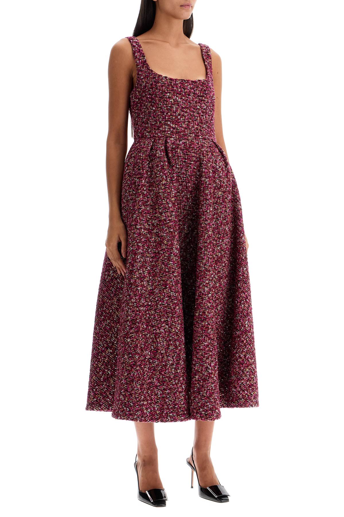 Alessandra Rich Midi Dress In Tweed With Sequ