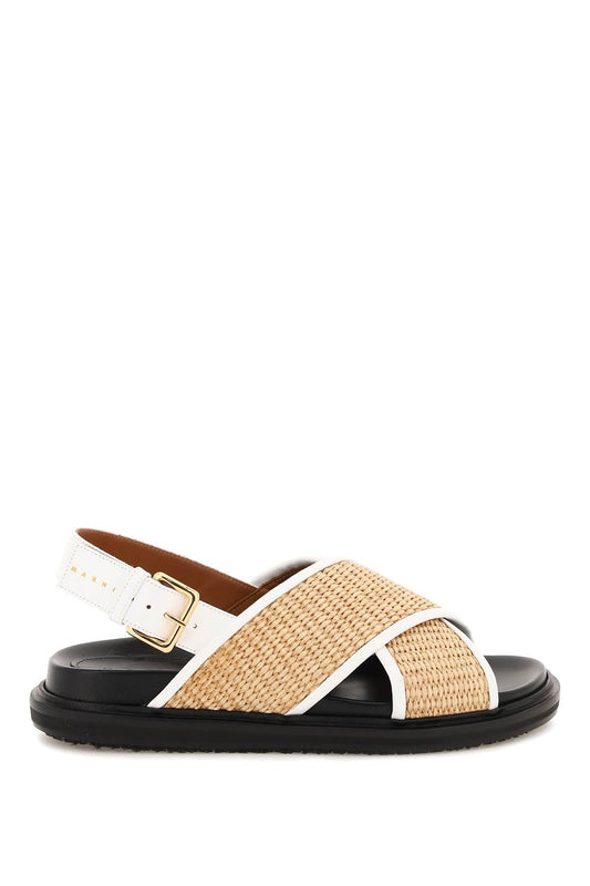 Marni Leather And Raffia Fussbett Sandals