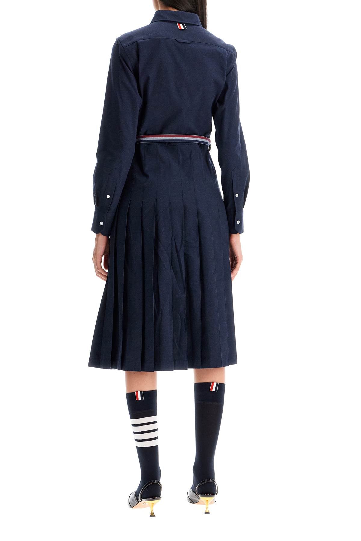 Thom Browne Midi Shirt Dress With Belt