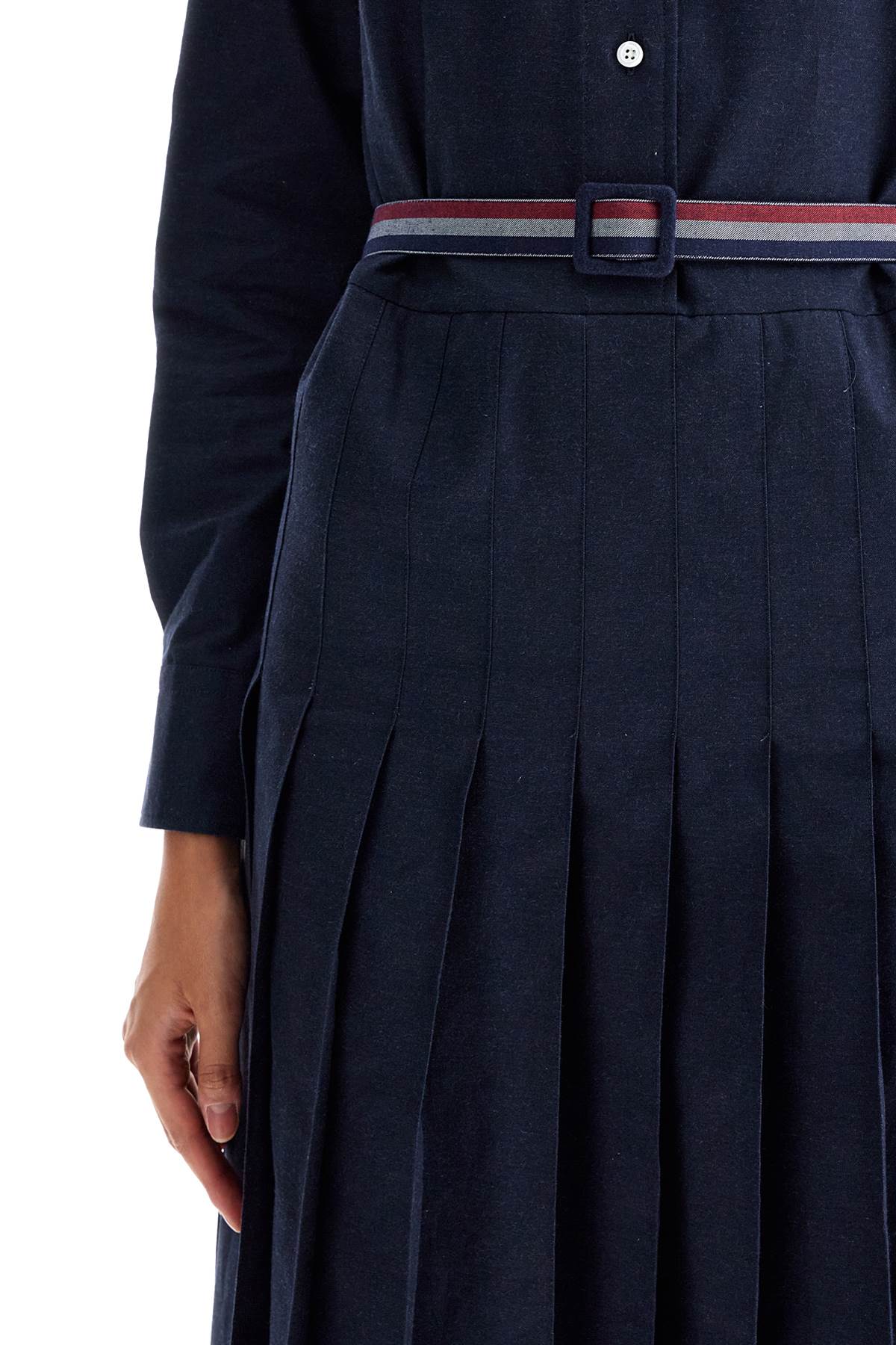 Thom Browne Midi Shirt Dress With Belt