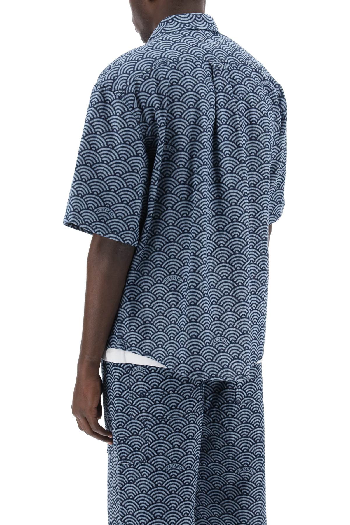 Kenzo Seigaiha Short-Sleeved Denim Shirt