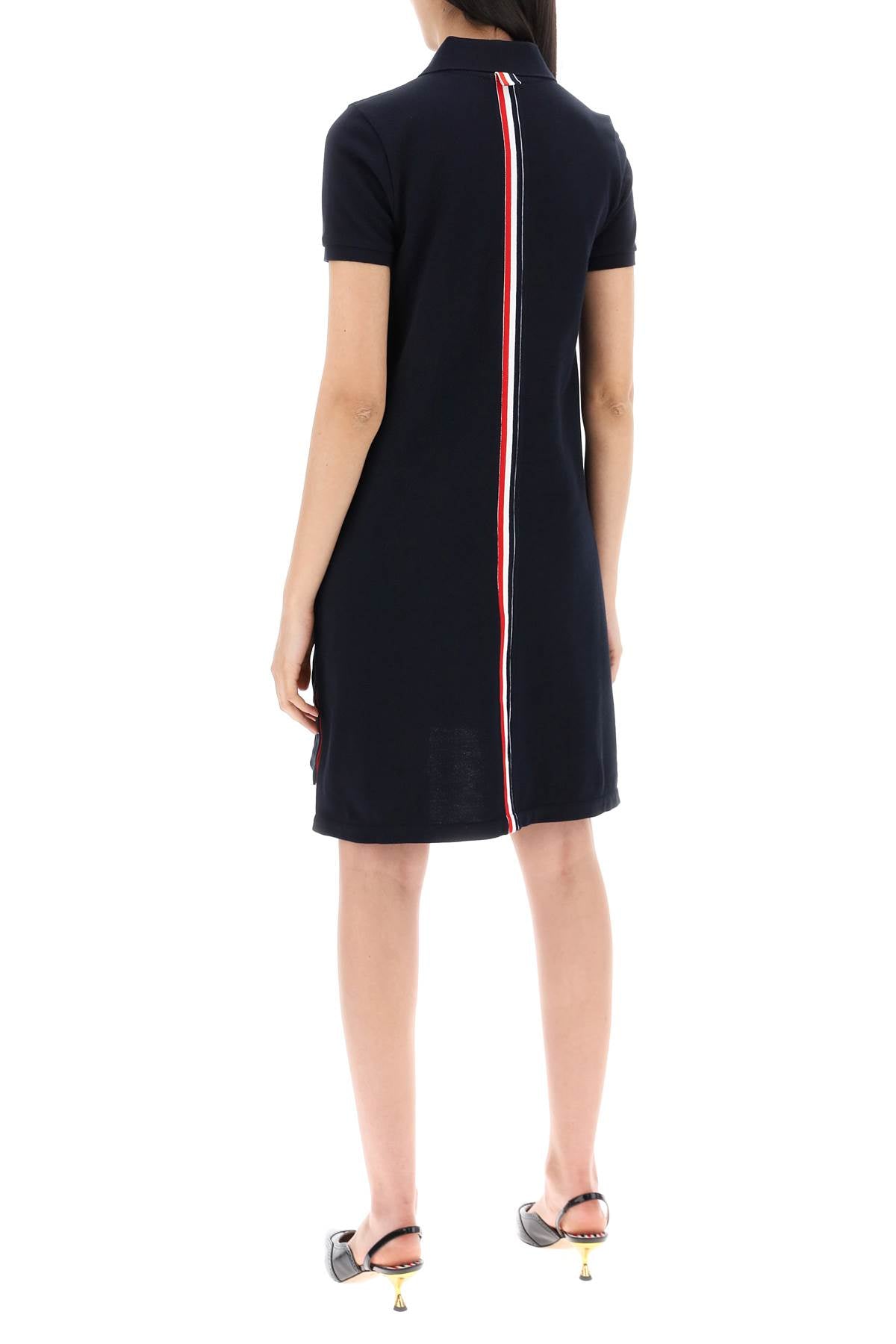 Thom Browne Rwb Striped Polo Dress With Band