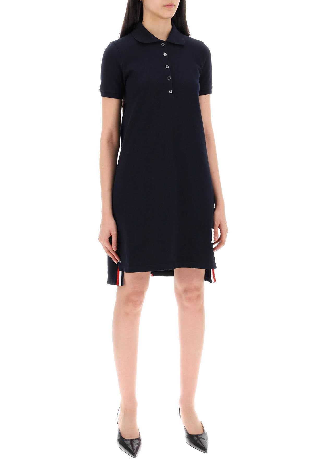 Thom Browne Rwb Striped Polo Dress With Band