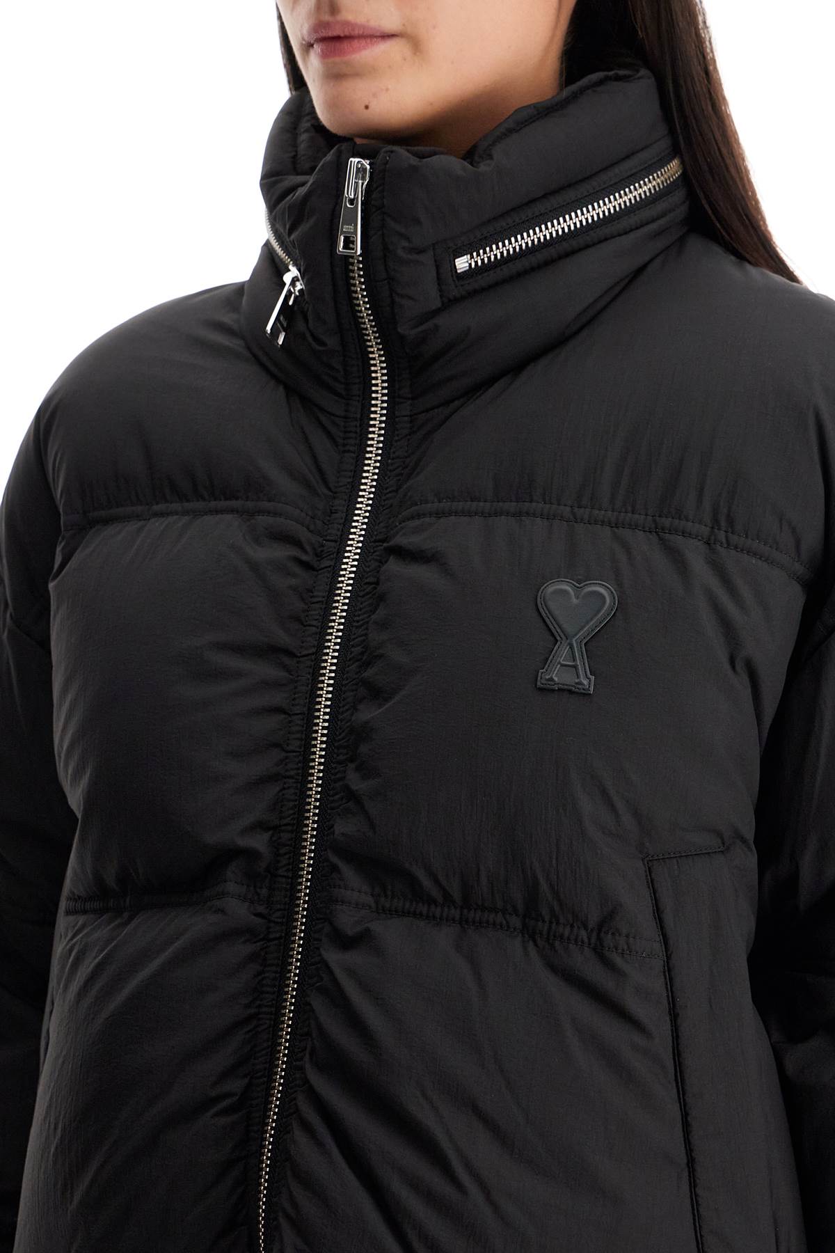 Ami Alexandre Matiussi Down Jacket With Logo Patch