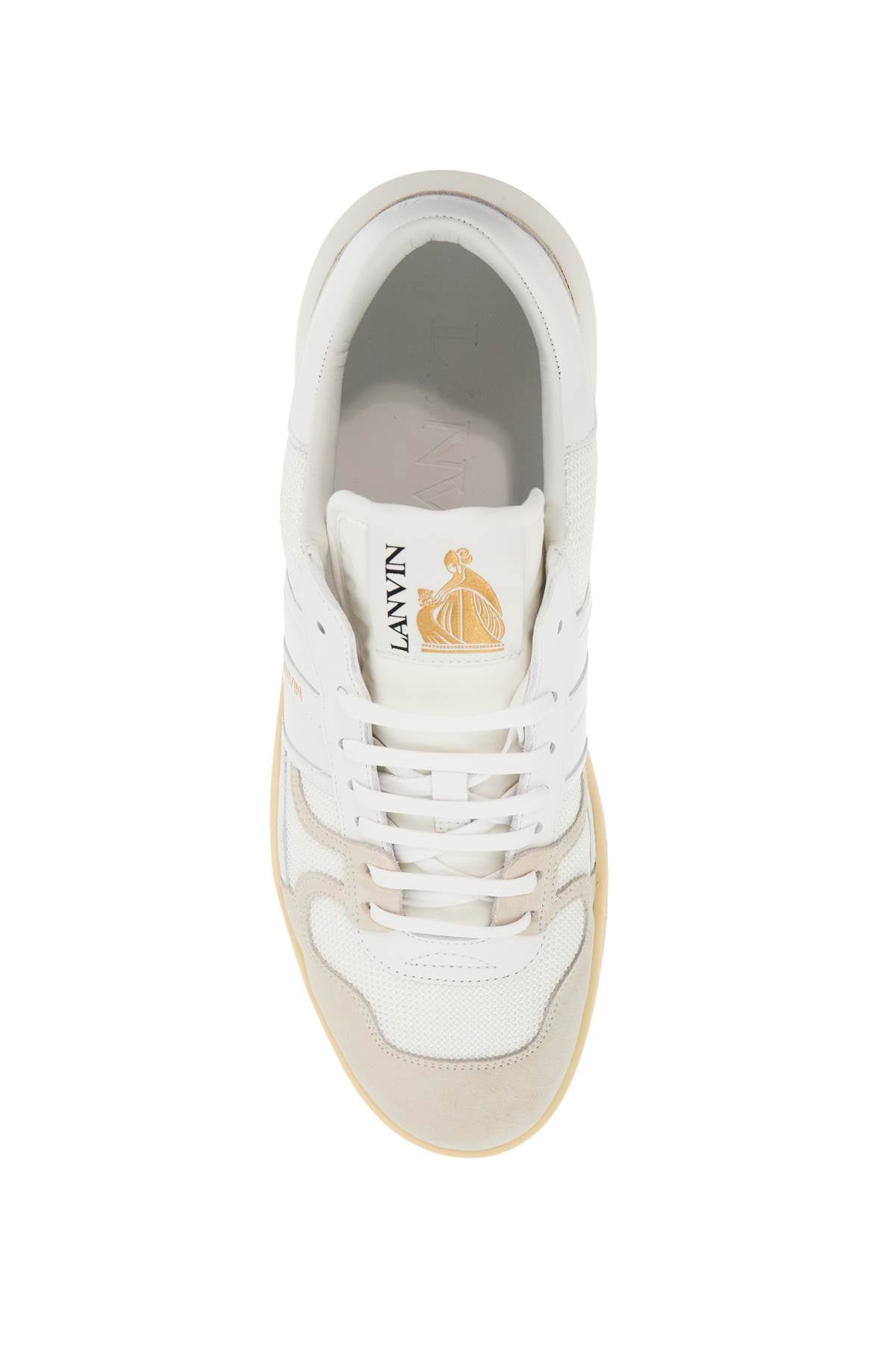 Lanvin Mesh And Leather Clay Sneakers With