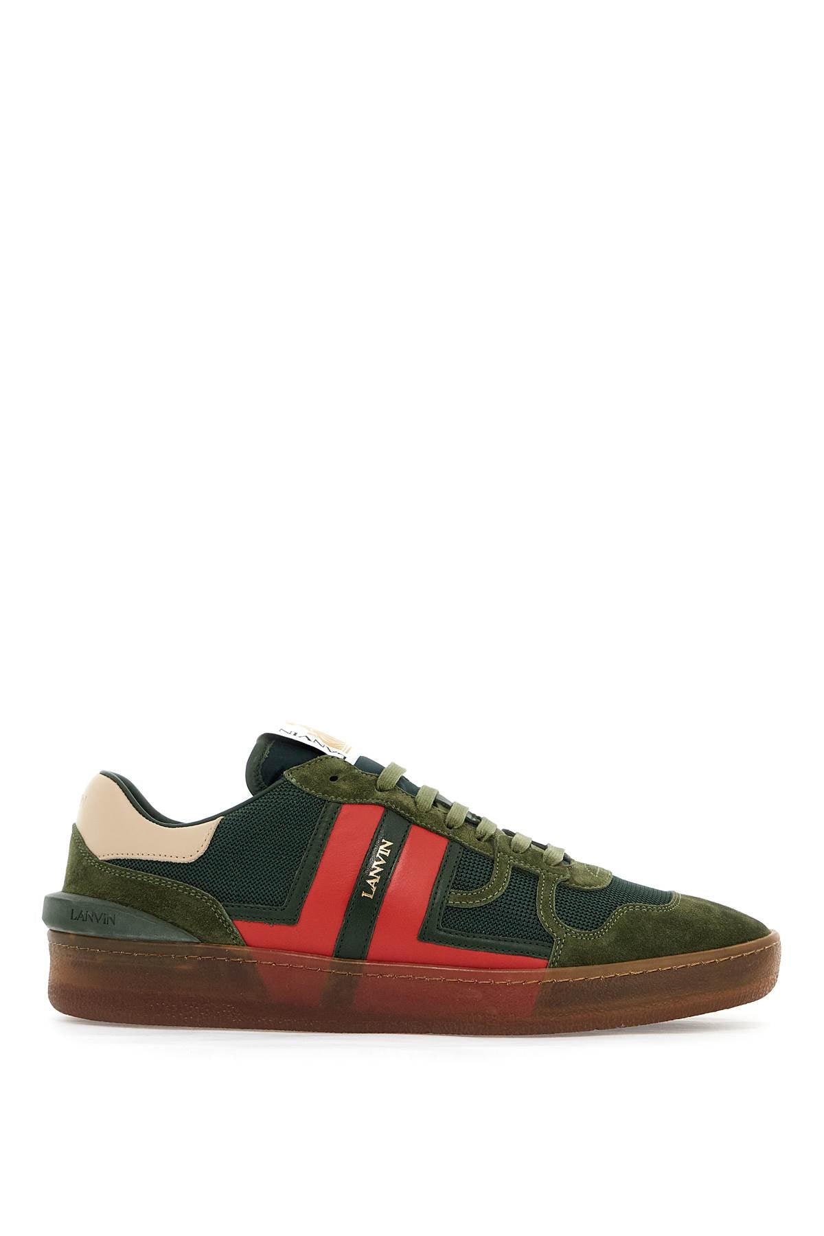 Lanvin Mesh And Leather Clay Sneakers With