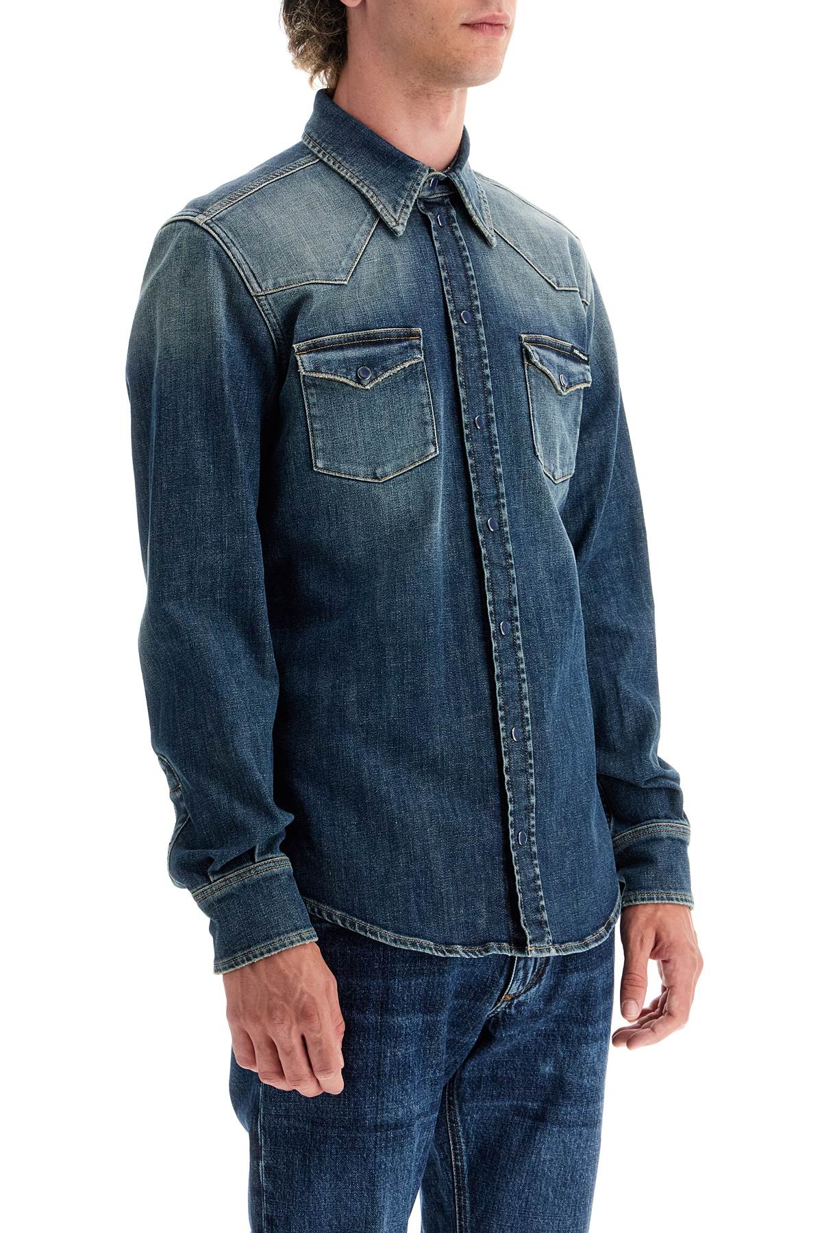 Dolce & Gabbana Denim Stretch Shirt For Men